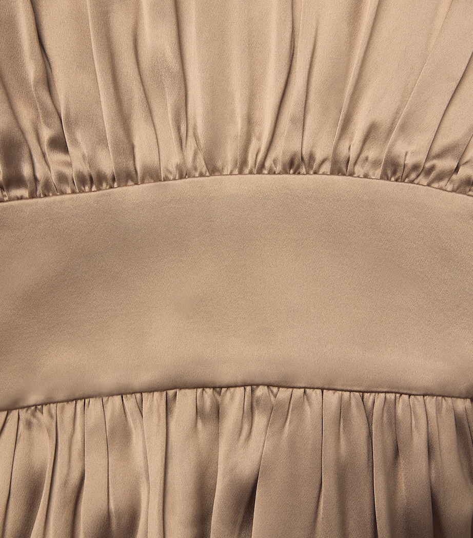 Satin Ruched Maxi Dress 088 LATTE Image 5