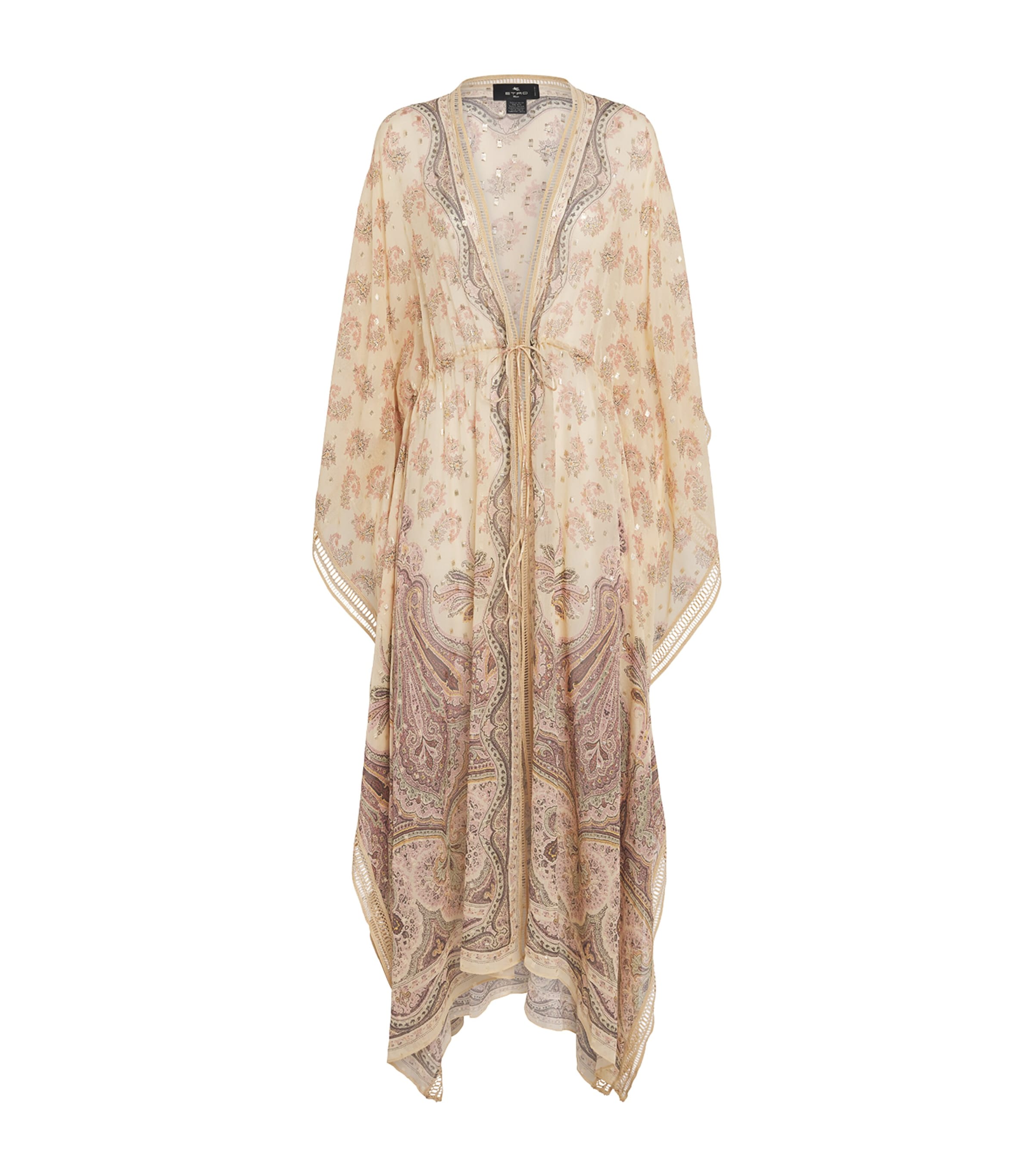 Etro Womens Silk-Lurex Paisley Robe Prnt/beig Base Image 1