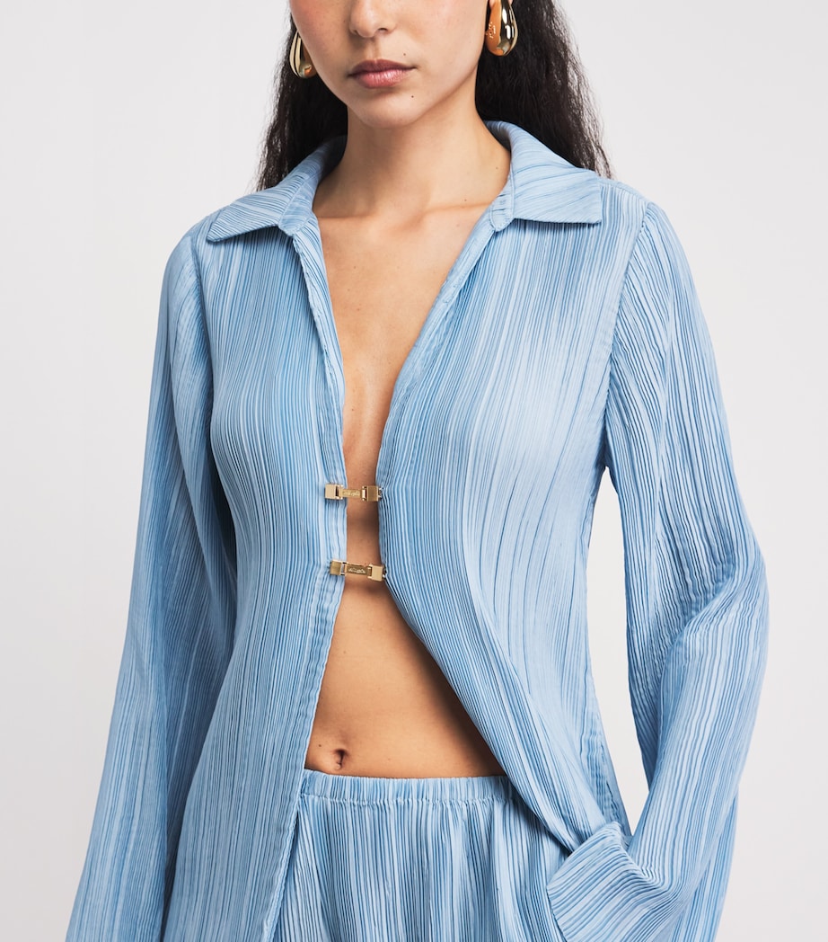 Cult Gaia Womens Clarabelle Origami Plissé Shirt Coastal Image 3