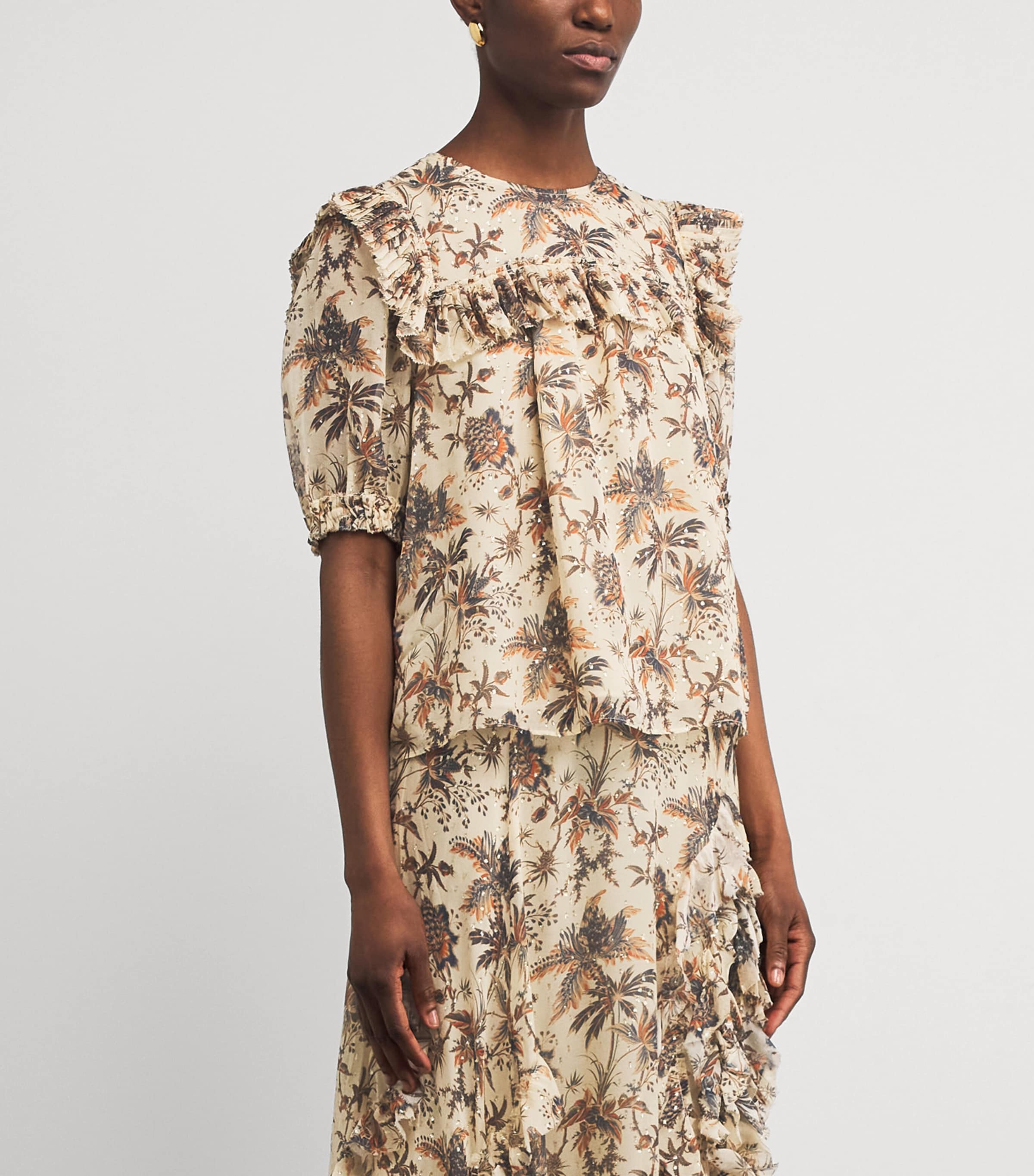 Silk-Blend Printed Jodie Blouse CAMEO Image 3