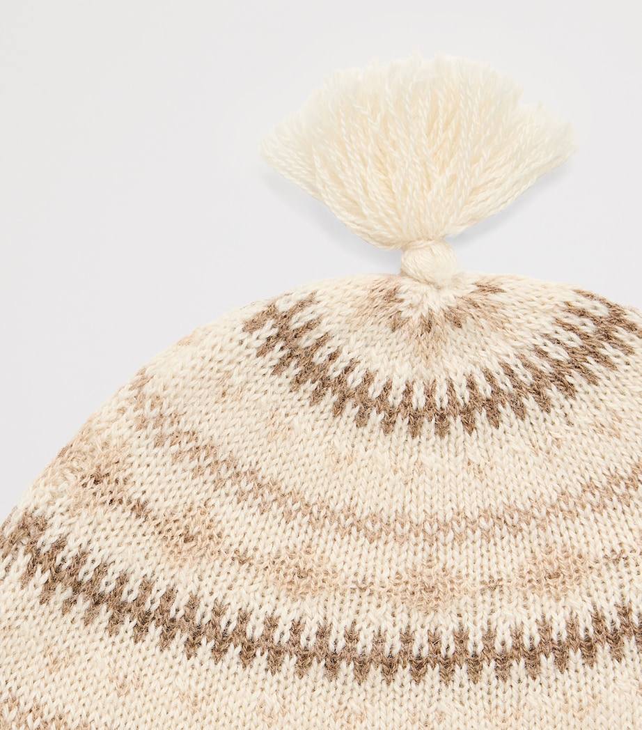 Bonpoint Wool-Cotton Knitted Tassel Hat Blanc Naturel Image 2