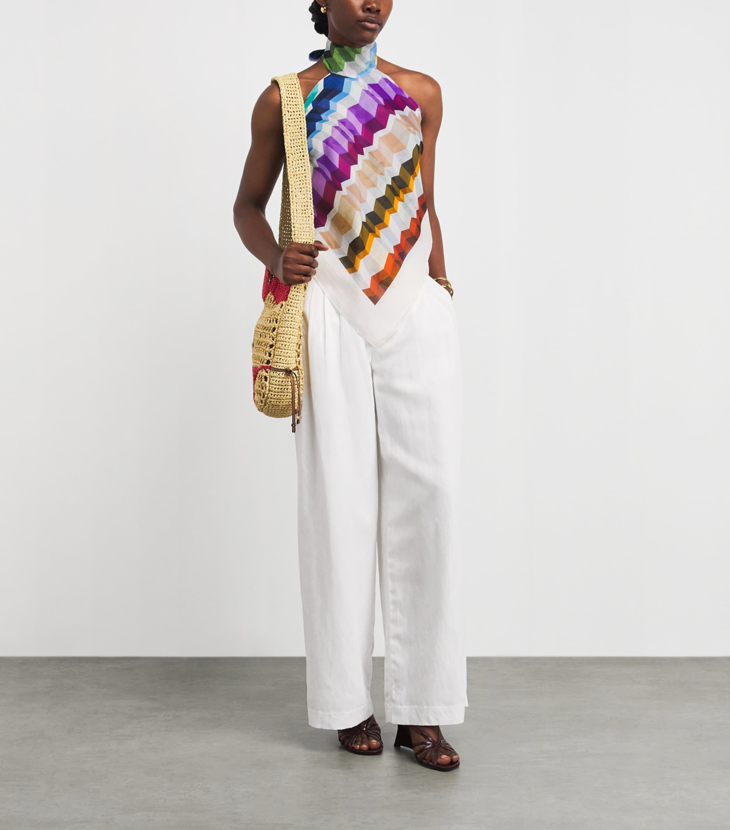 Missoni Womens Cotton-Silk Zigzag Scarf Top Image 2