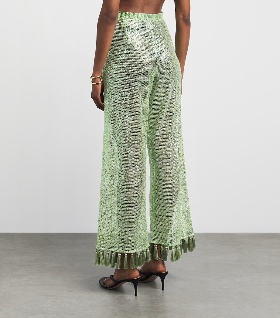 Taller Marmo Womens Sequin Cala Escondida Trousers Acid Green Image 5