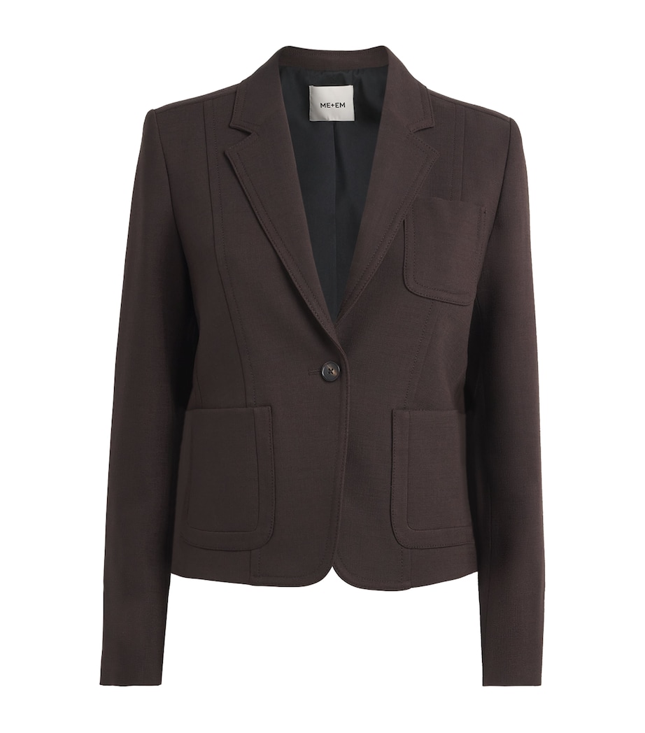 ME+EM Womens Fitted Cropped Blazer Cocoa Brown Image 1