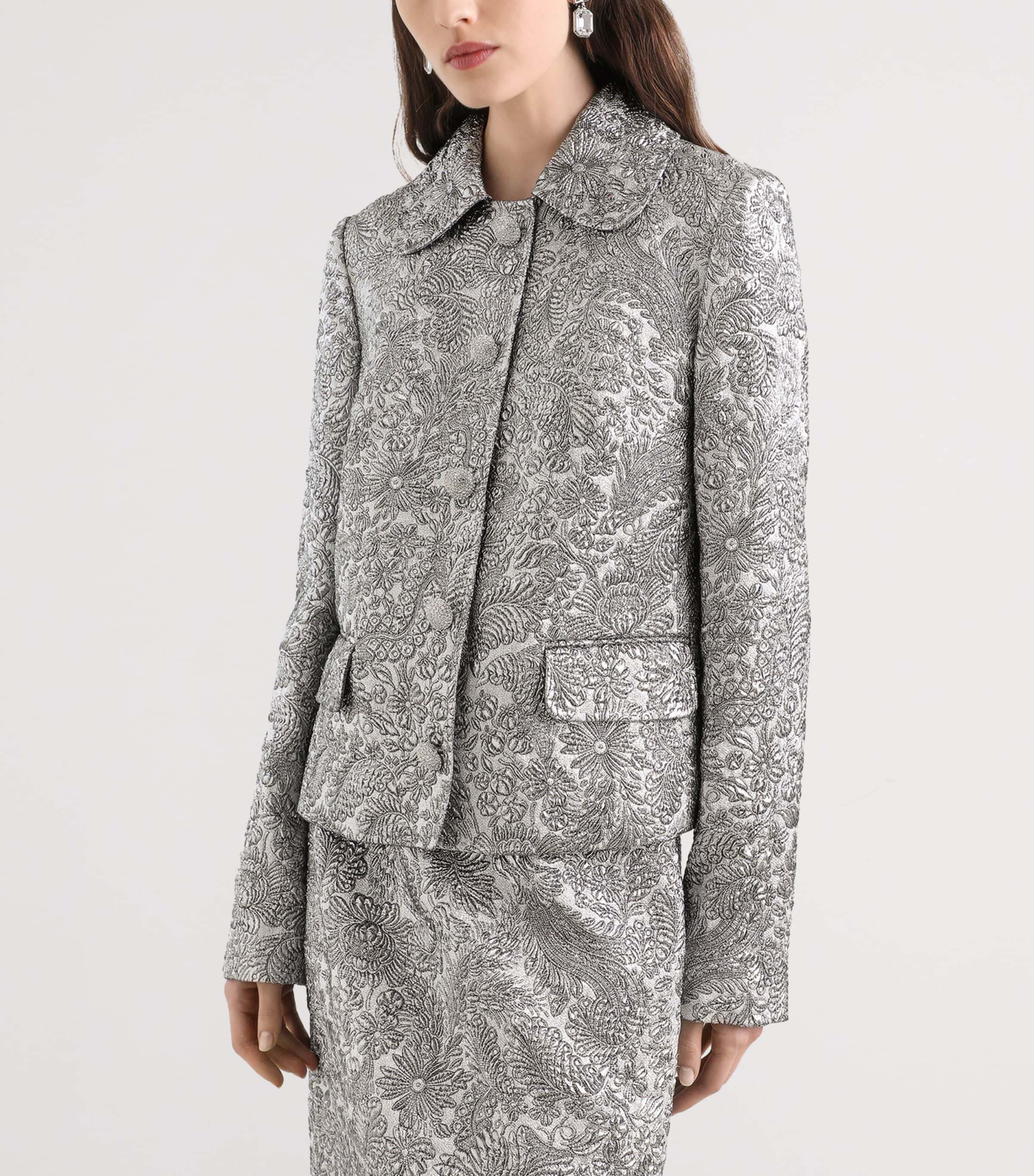 Embroidered Floral Jacket S0998-SILV Image 4