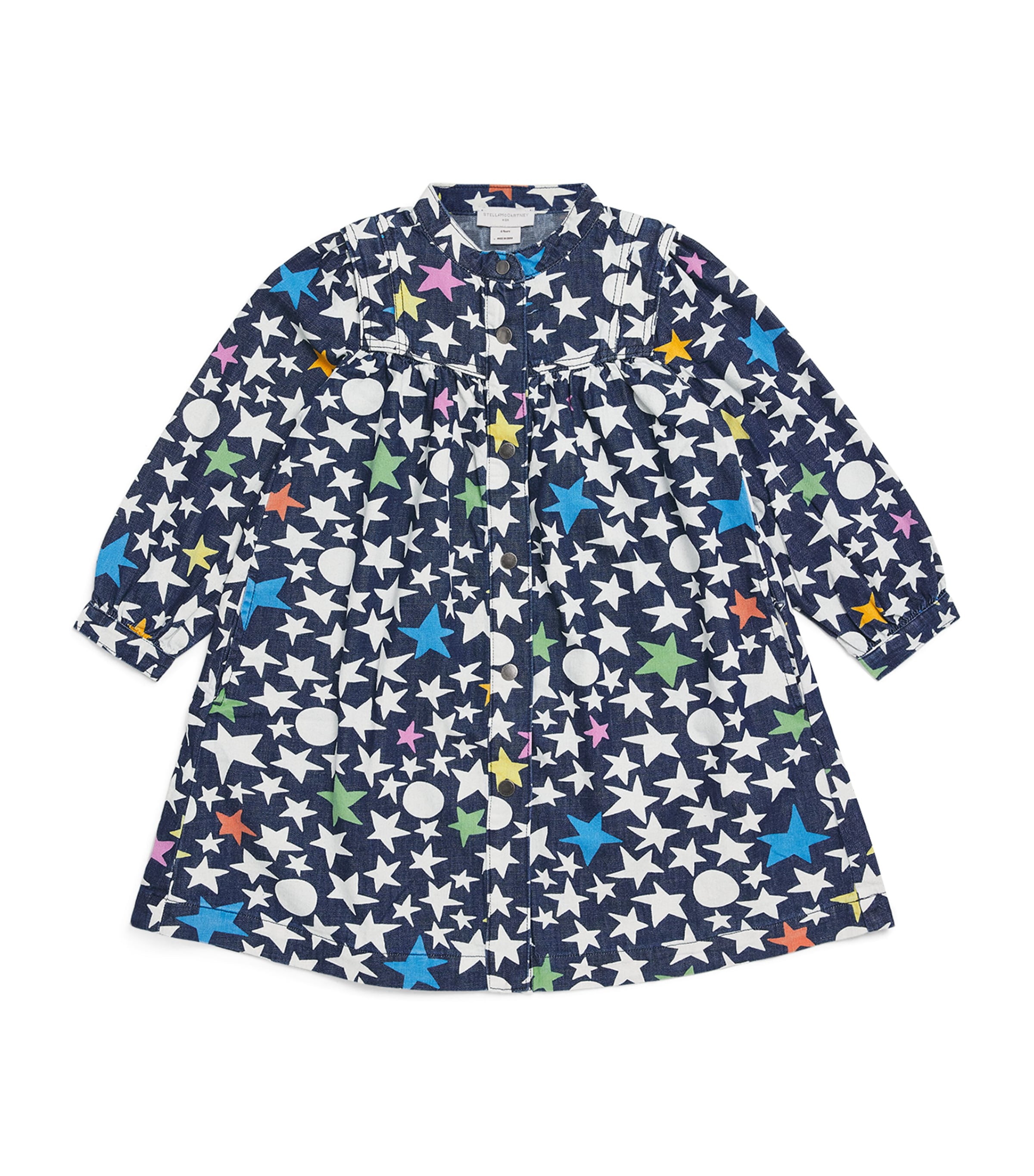 Stella Mccartney Star Print Long-sleeve Dress In Blue