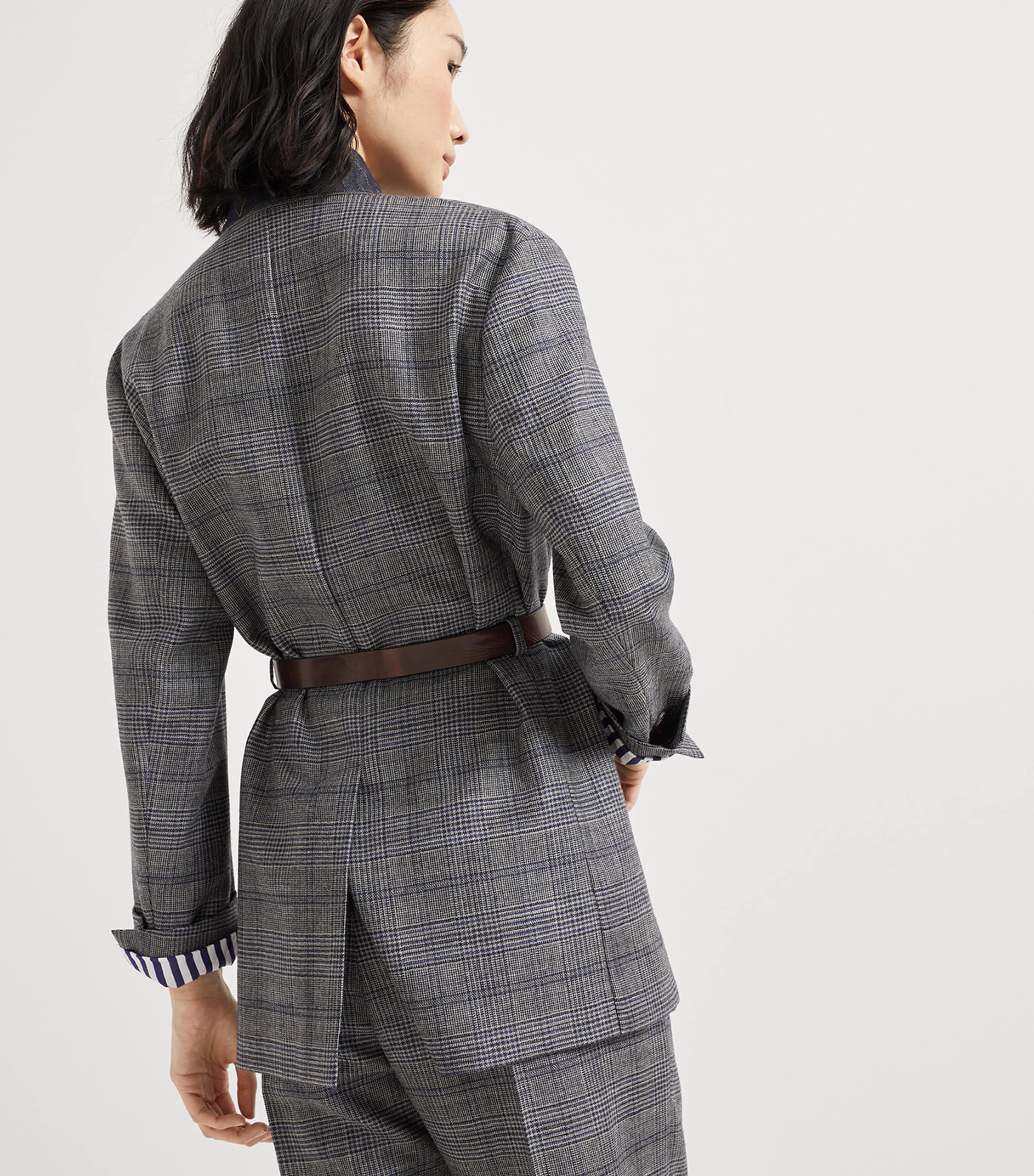 Virgin Wool Prince of Wales Check Belted Blazer C4227 Image 3