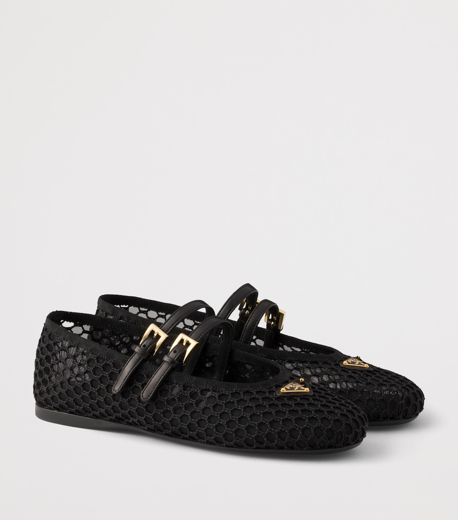 Prada Mesh Triangle Ballet Flats Black Image 2