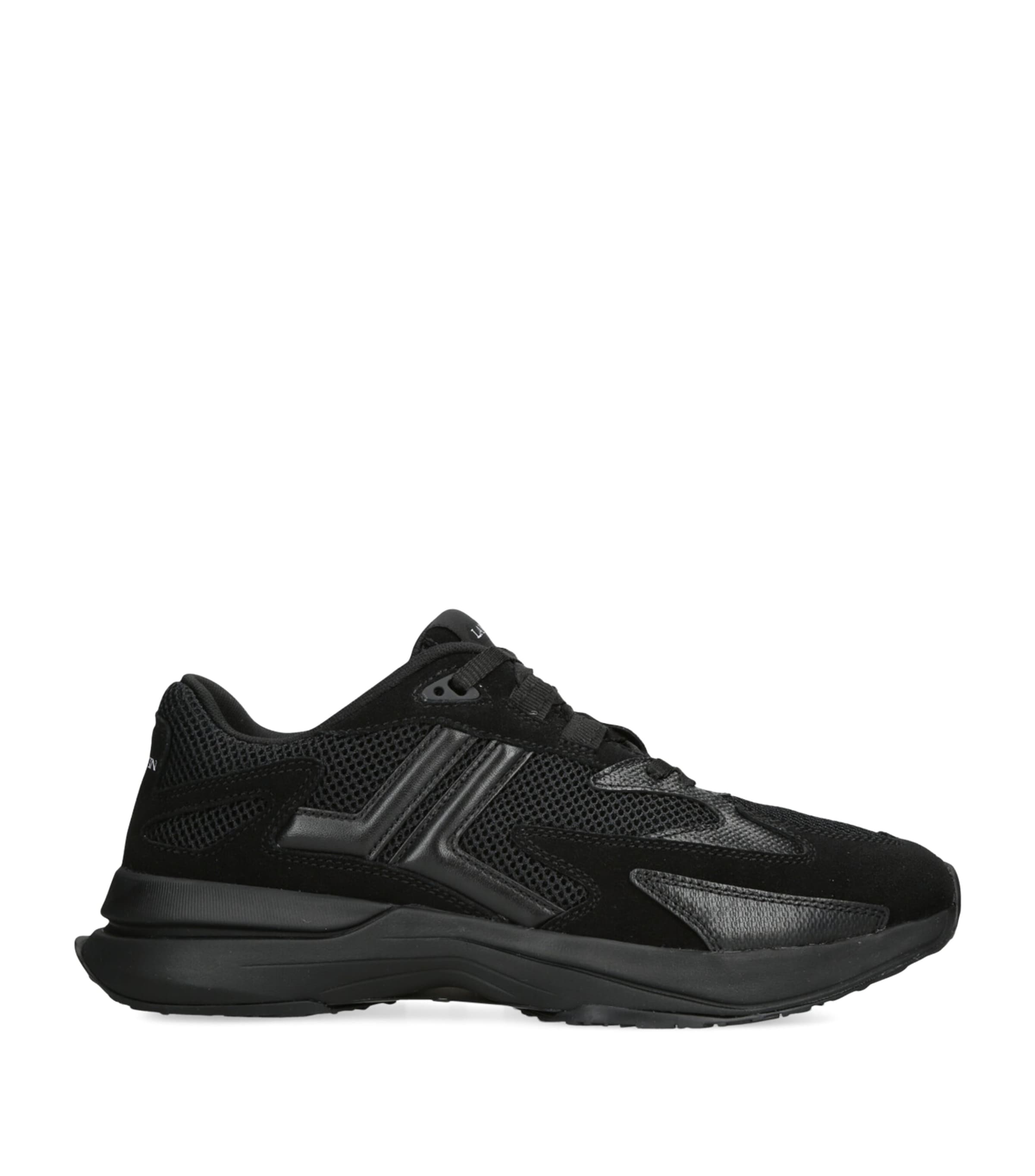 Lanvin Mens Black Jla Mesh And Suede Low-top Trainers Eur 42 / 8 Uk