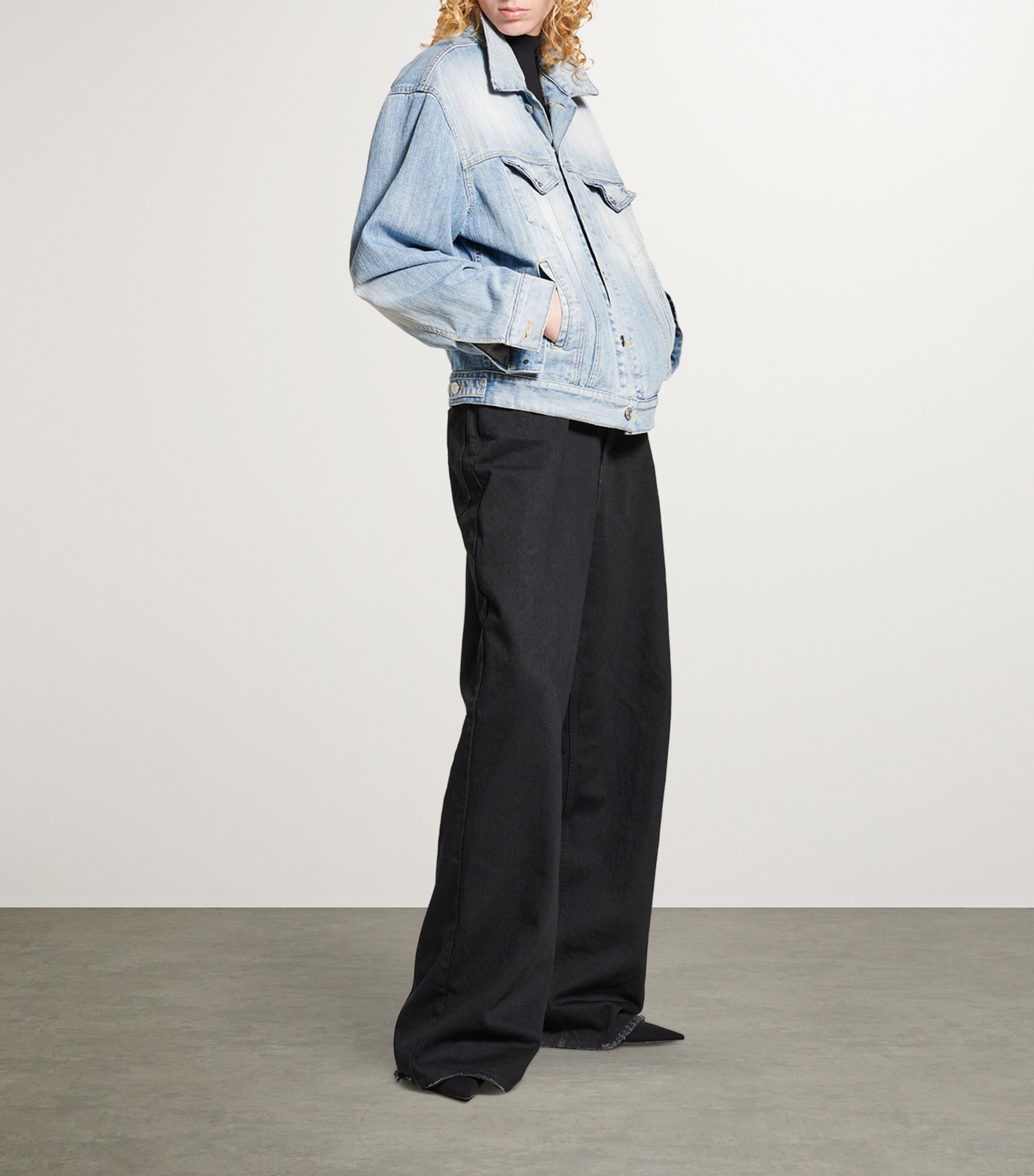 Balenciaga Womens Denim Stand-Collar Jacket Image 3