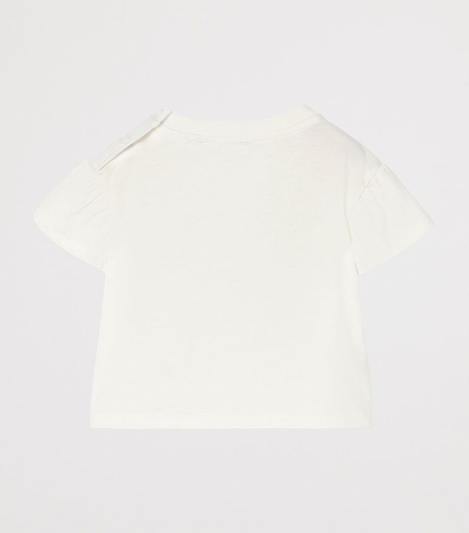 Burberry Kids Cotton Check Bow T-Shirt (6-36 Months) Chalk White Image 2