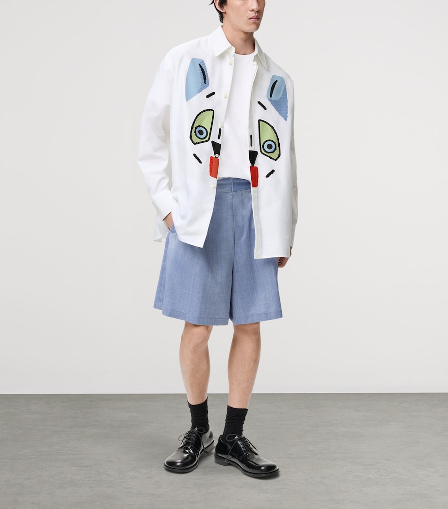 Oxford Cotton-Blend Embroidered Shirt WHITE Image 2