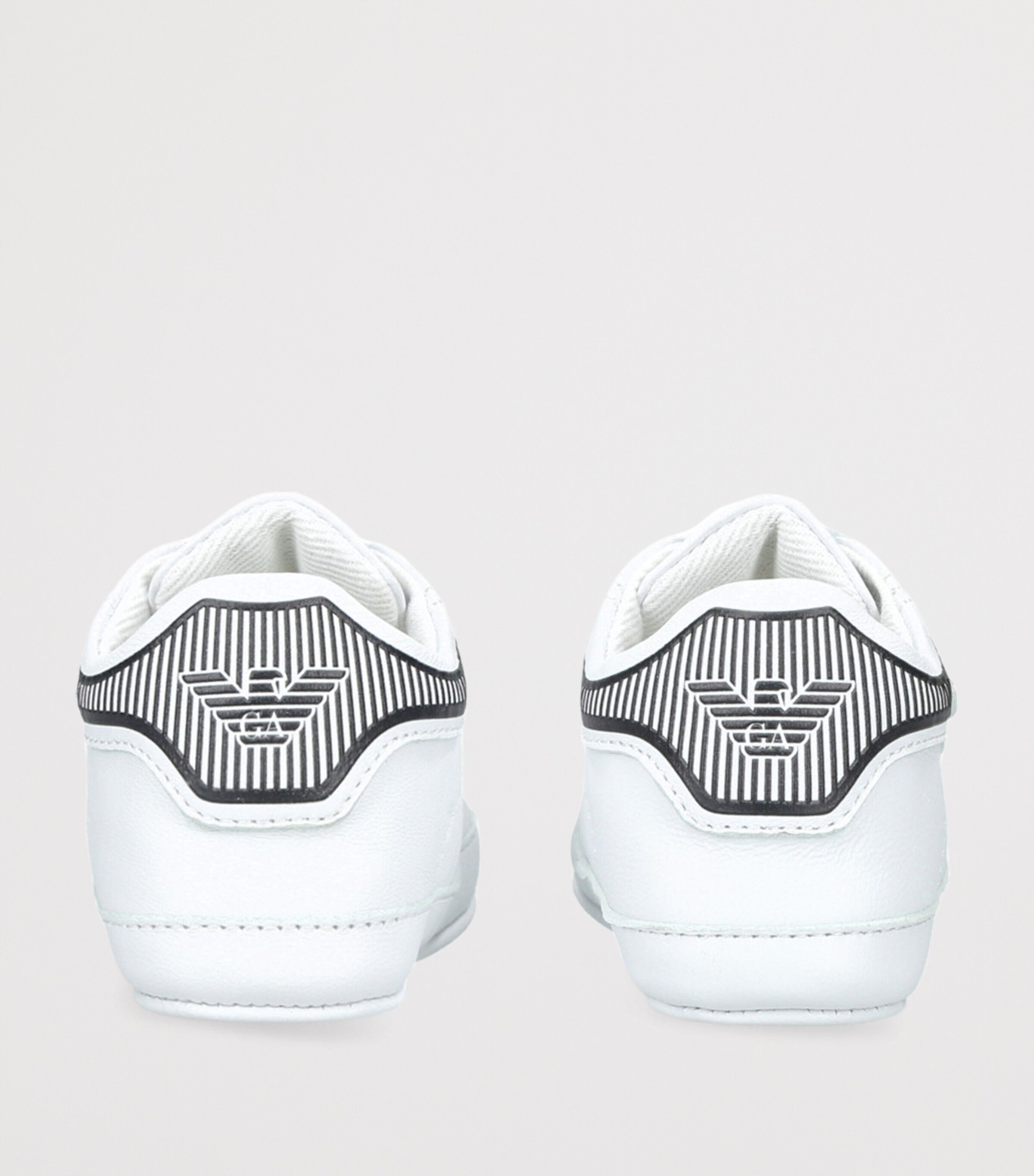Leather Velcro Crib Sneakers WHITE/BLK Image 2