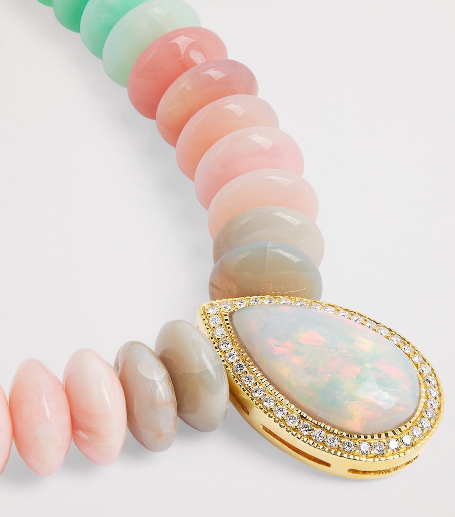 Yellow Gold, Diamond and Opal Beaded Necklace YELLOW GOLD Image 4