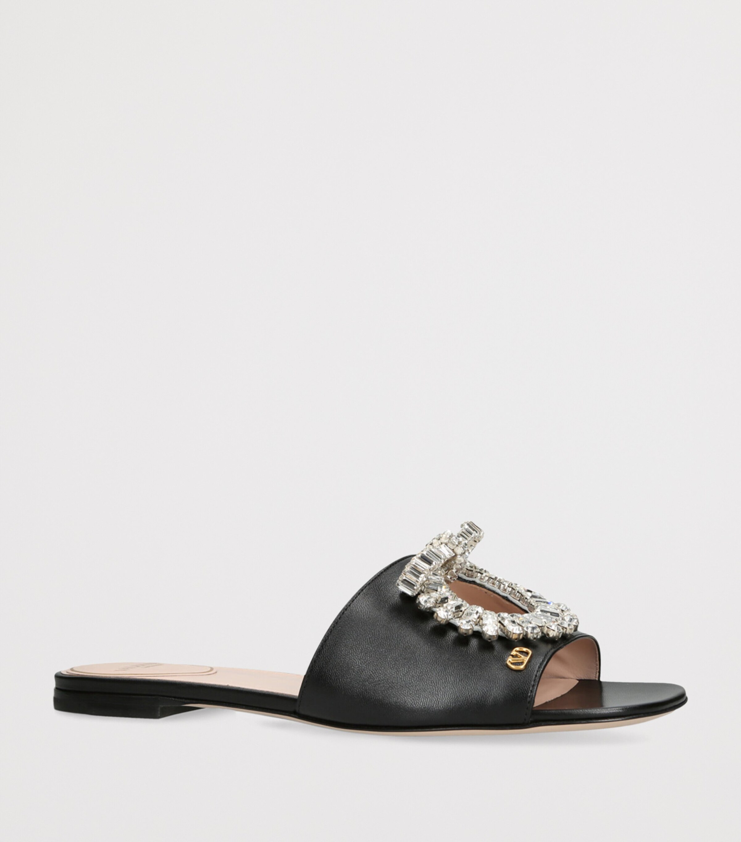 Valentino Garavani Leather Crystal-Embellished Adamantine Sandals Black/comb Image 3