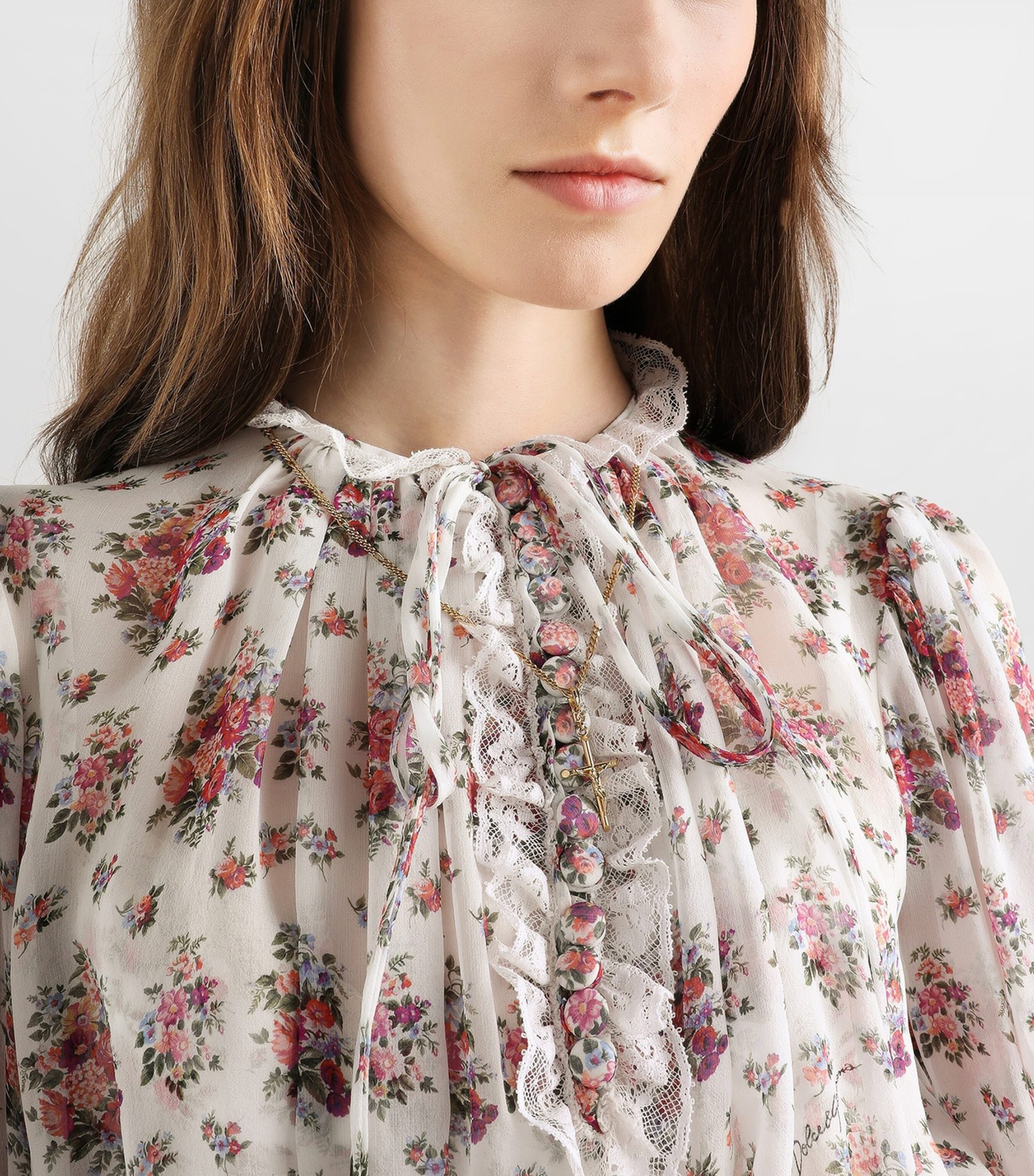 Dolce&Gabbana Womens Silk-Blend Floral Midi Dress Mazz Image 5