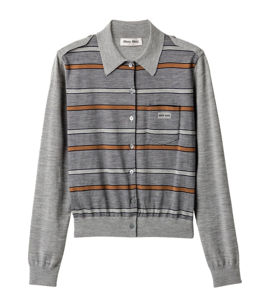 Wool Stripe Cardigan F0031 Image 1