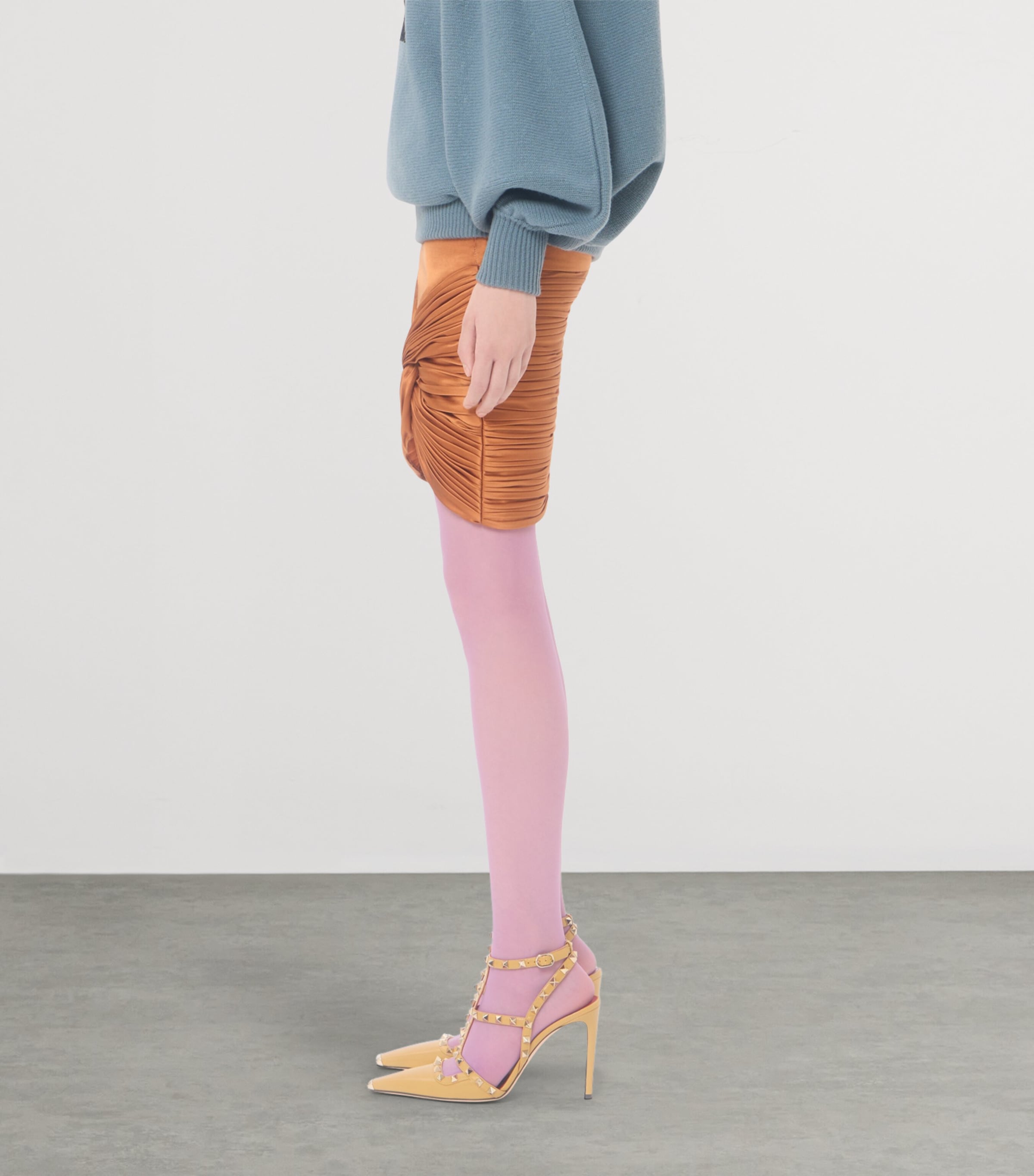 Valentino Womens Satin Draped Plissé Mini Skirt Bar Image 4