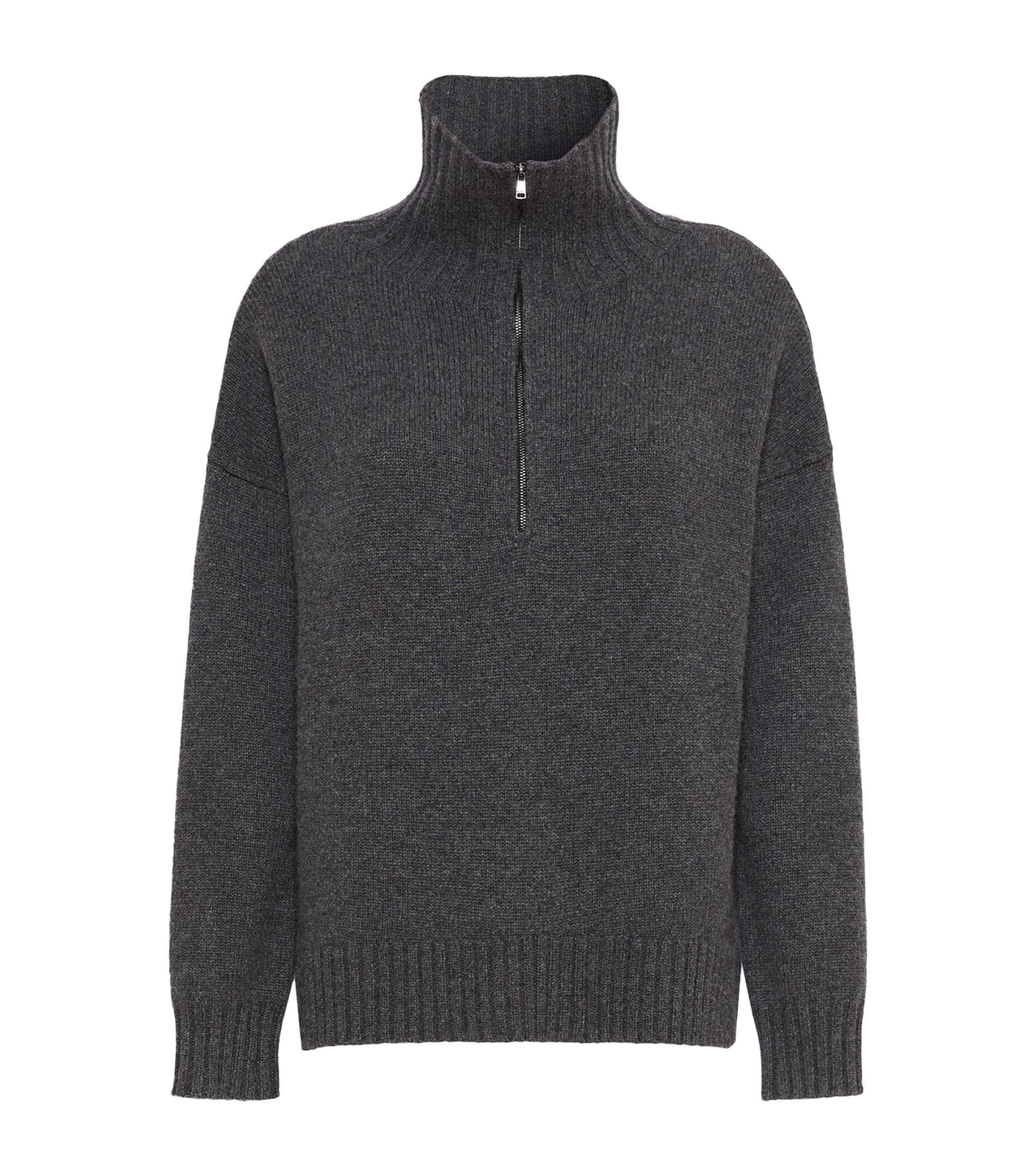 Max Mara Womens Cashmere Quarter-Zip Sweater Dark Grey Image 1