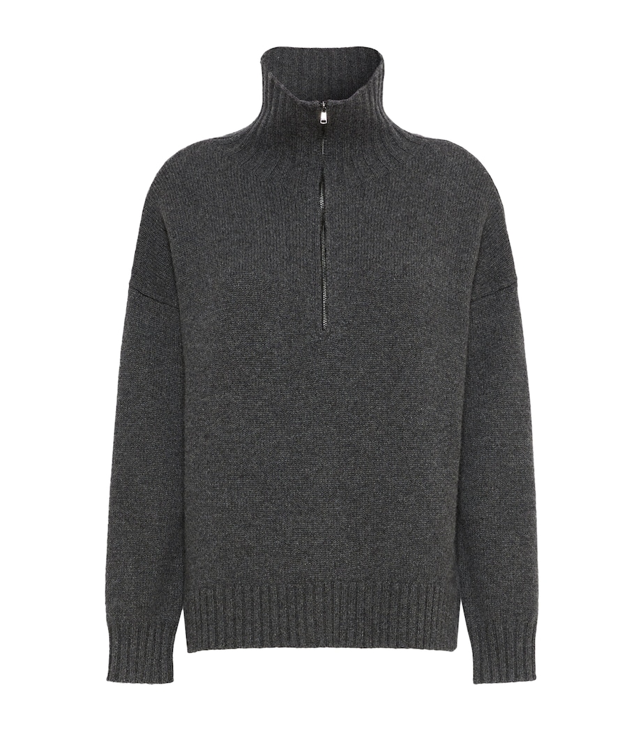 Max Mara Womens Cashmere Quarter-Zip Sweater Dark Grey Image 1