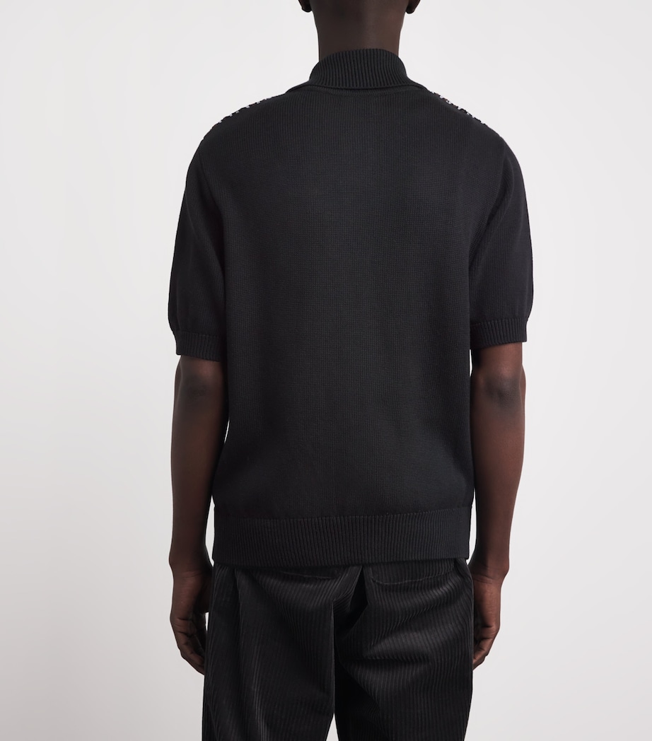 Oliver Spencer Mens Organic Cotton Crosshatch Polo Shirt Image 5