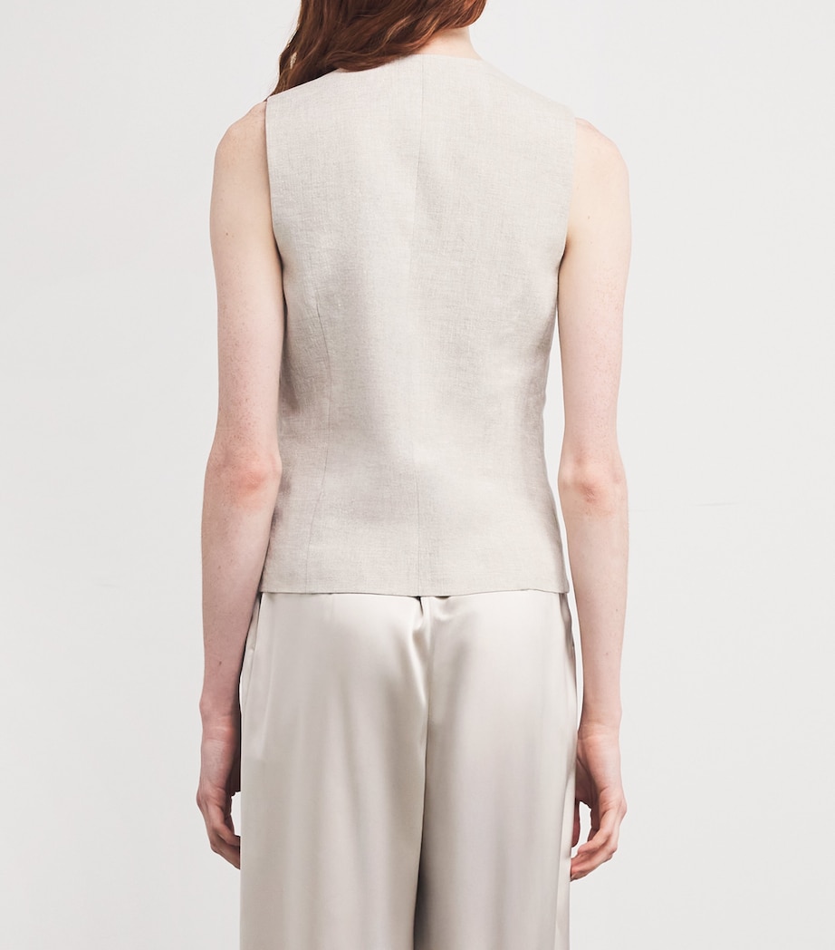 Eleventy Womens Linen-Blend Waistcoat Sabbia Image 4