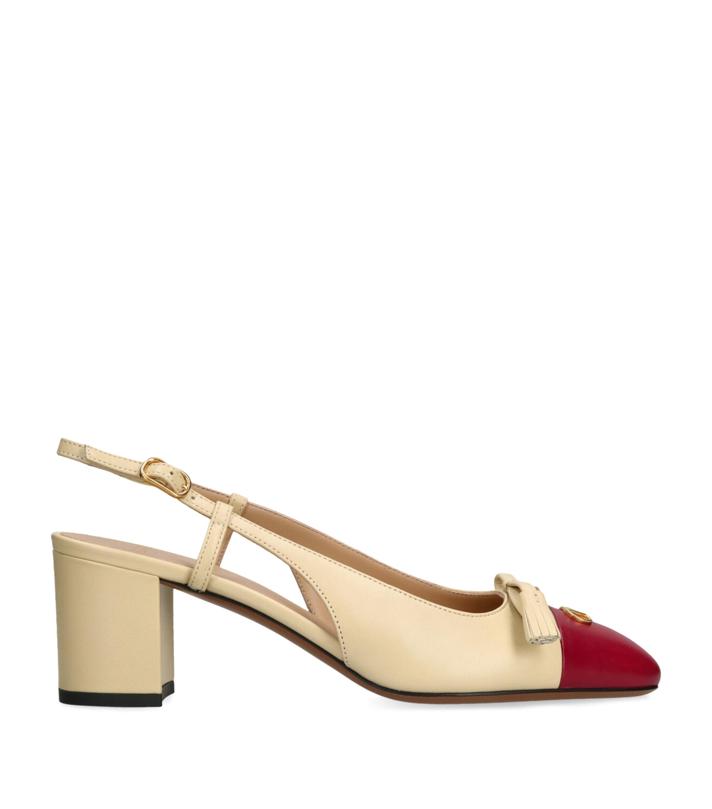 Valentino Leather Valet Du Roi Slingback Heels 60 In Beige