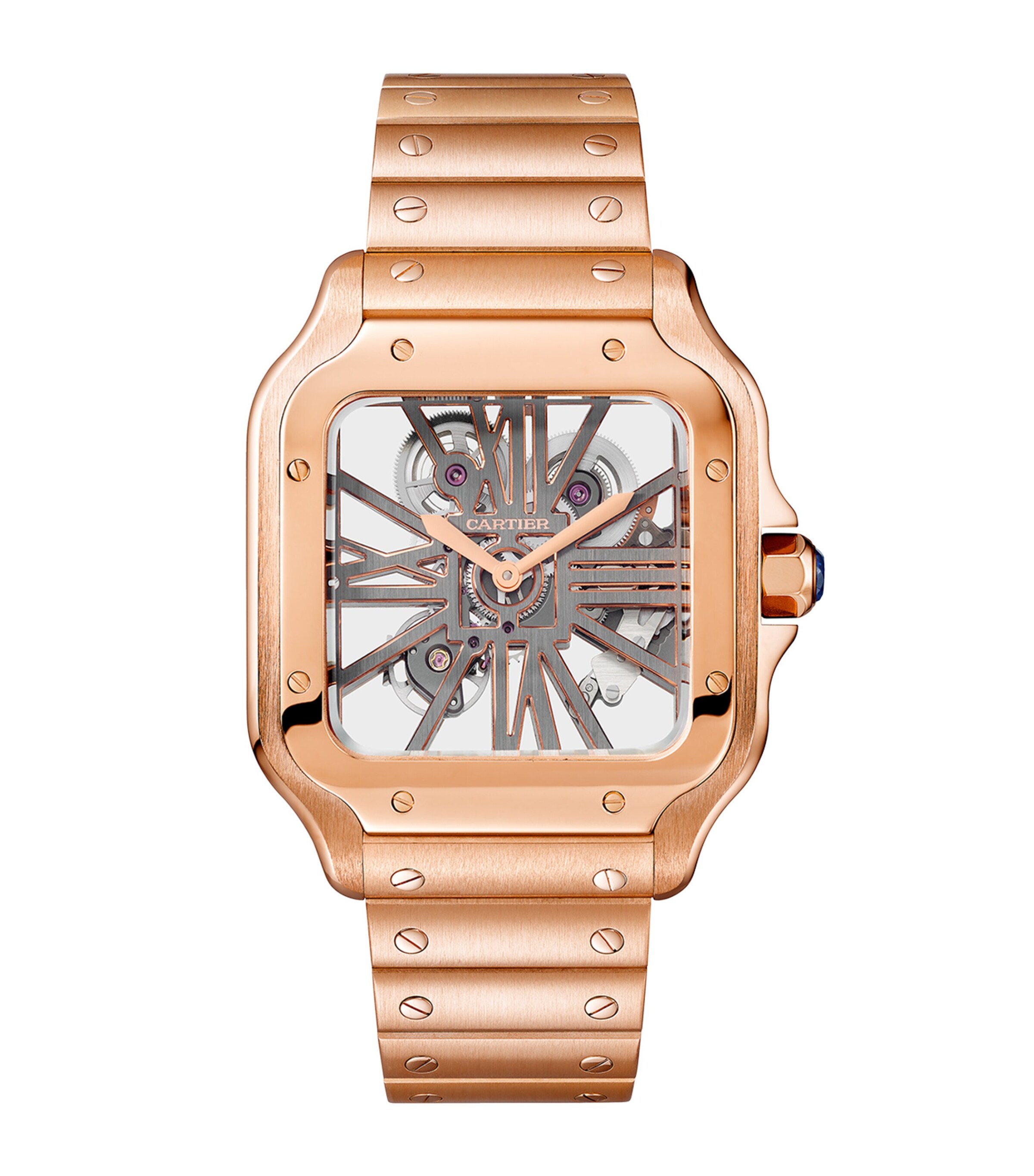 Cartier Large Rose Gold Santos de Skeleton Watch 28mm Rose Gold Image 1