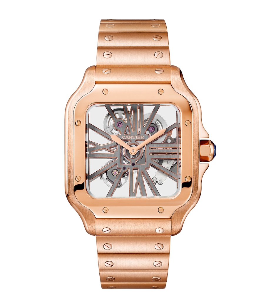 Large Rose Gold Santos de Skeleton Watch 28mm ROSE GOLD Image 1