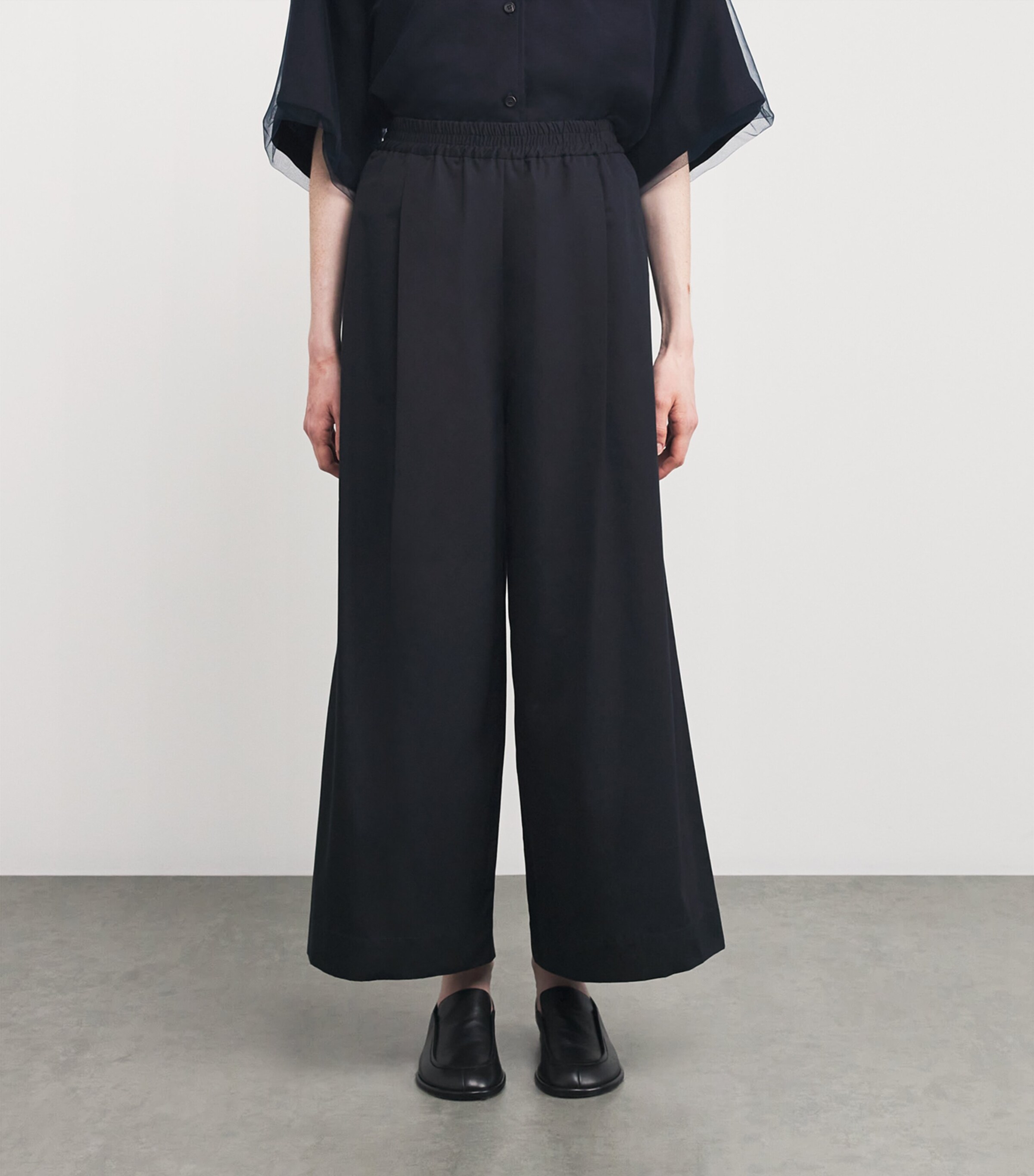 Fabiana Filippi Womens Cotton Wide-Leg Trousers Blu Notte Image 3