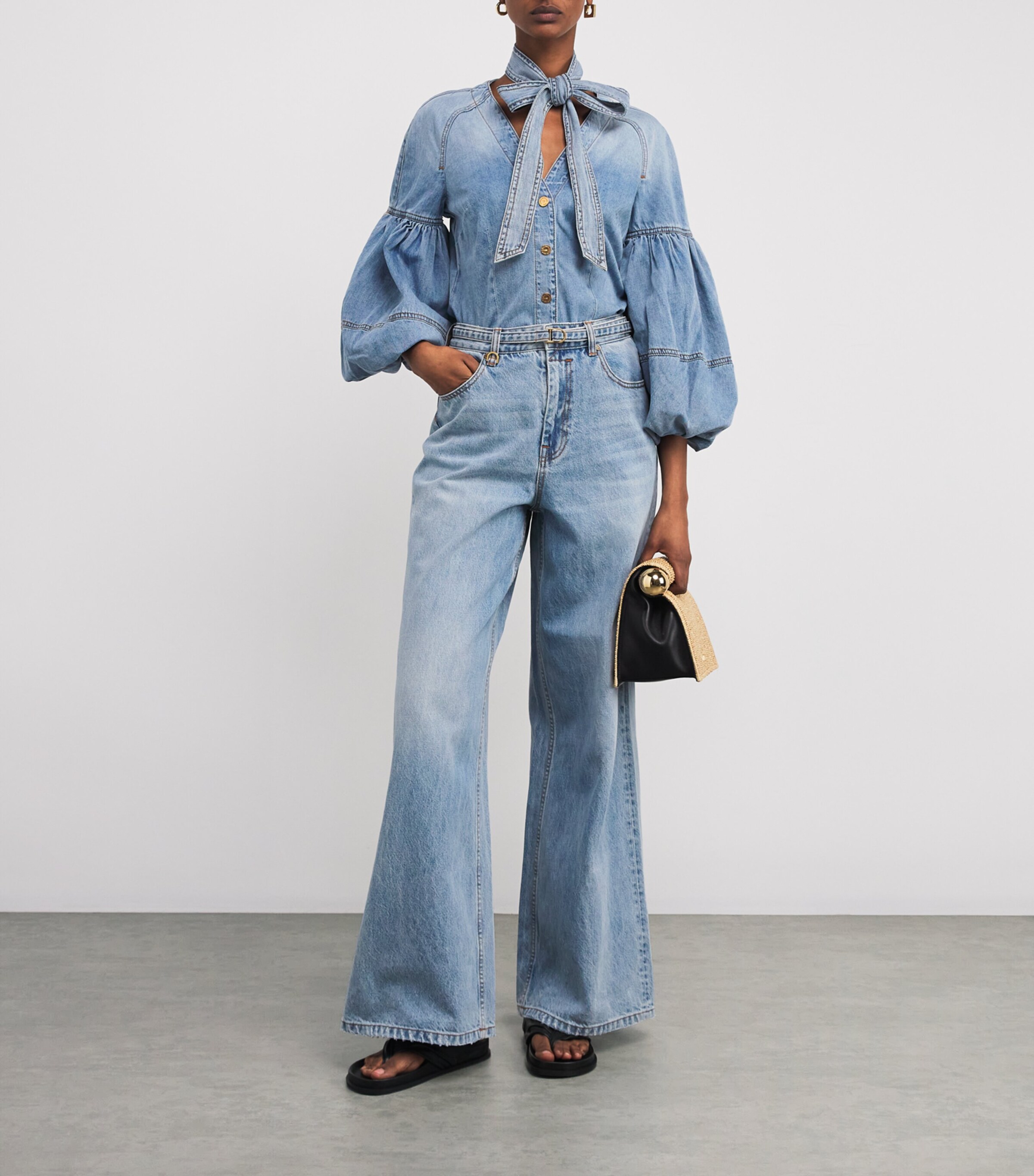 Zimmermann Womens Denim Blouse Sea Foam Image 2