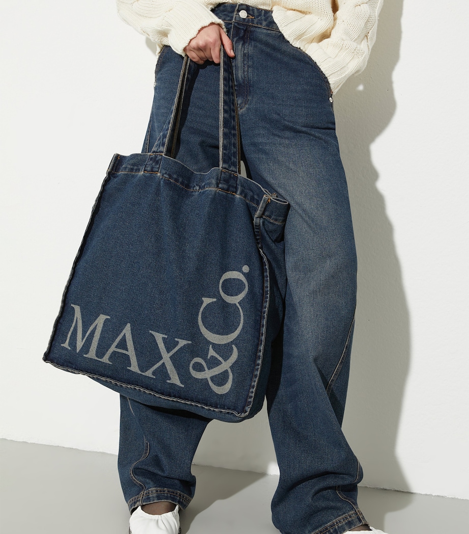 MAX&Co. Womens Re-Edit High-Rise Barrel-Leg Jeans Navy Image 5