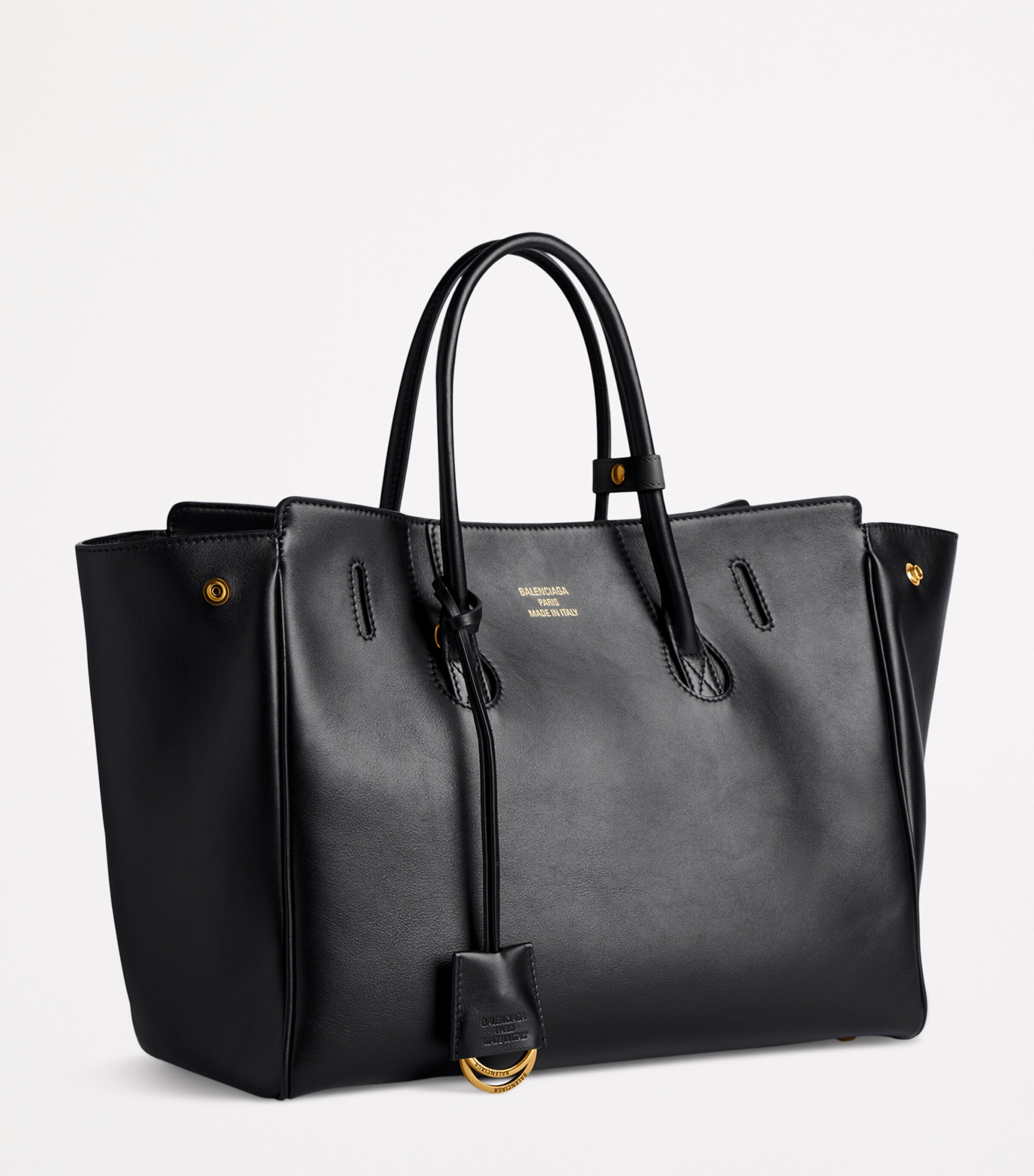 Balenciaga Black Small Calfskin Hampton Top-Handle Bag | Harrods US