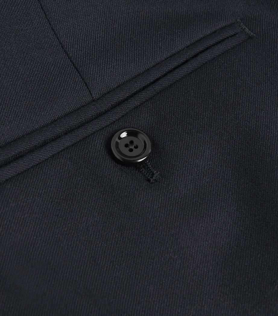 Virgin Wool Pleated Straight Trousers 850 NAVY Image 5
