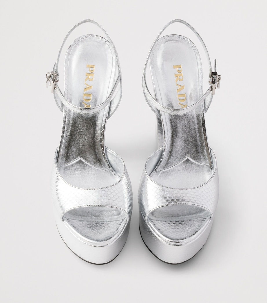 Prada Metallic Snakeskin Platform Sandals 115 Gold/silver Image 3