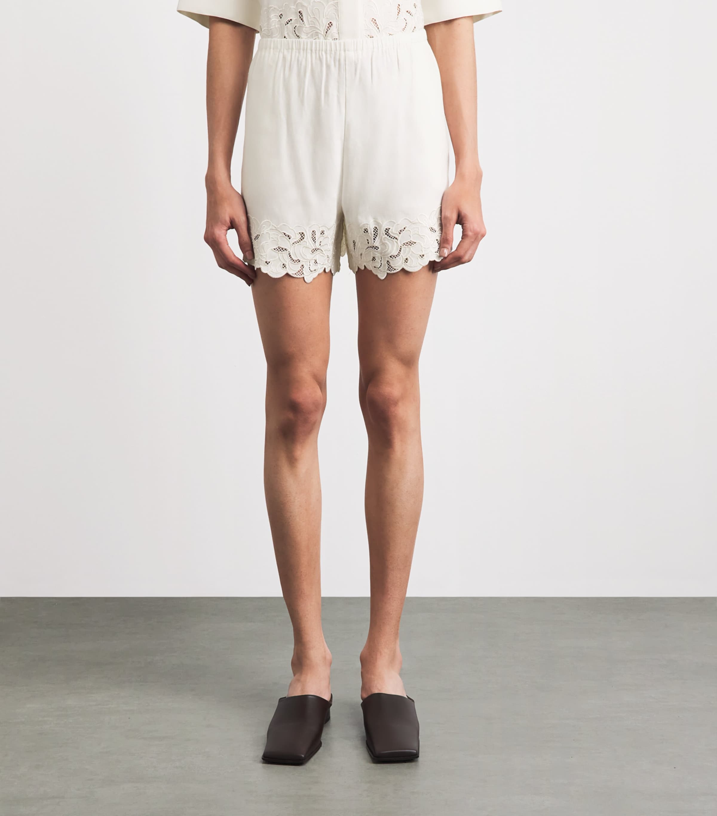 CAMILLA AND MARC Womens Linen-Blend Chara Embroidered Shorts Cream Mcrm Image 4