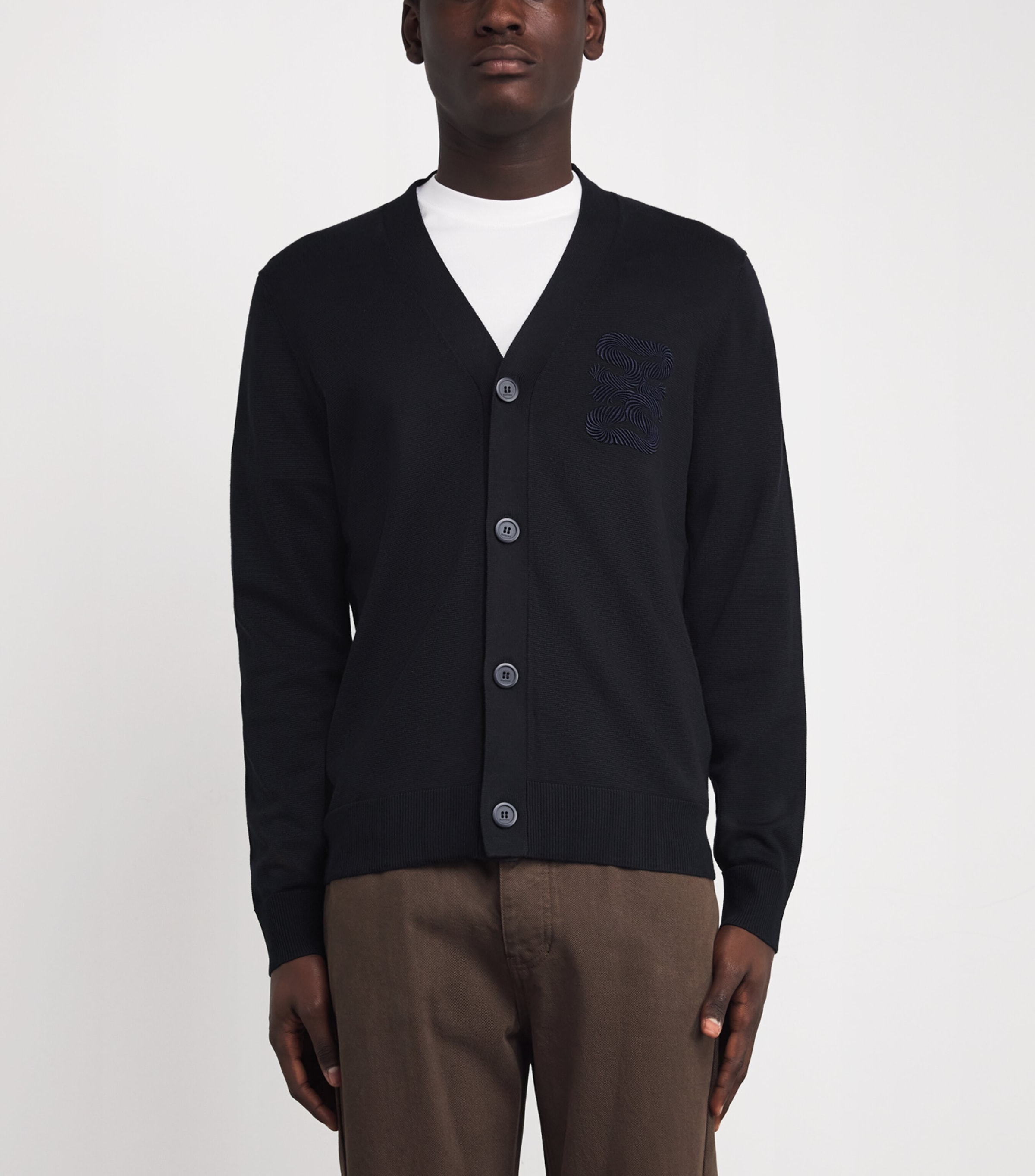 Monogram V-Neck Cardigan NAVY BLUE Image 3