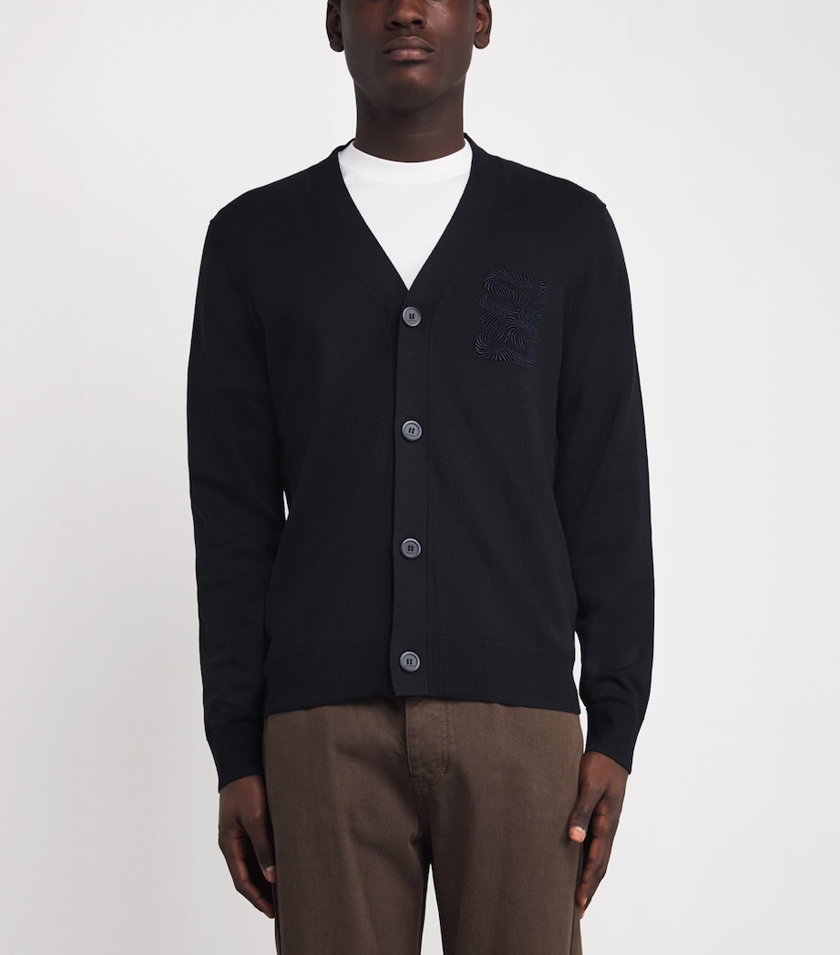 Monogram V-Neck Cardigan NAVY BLUE Image 3