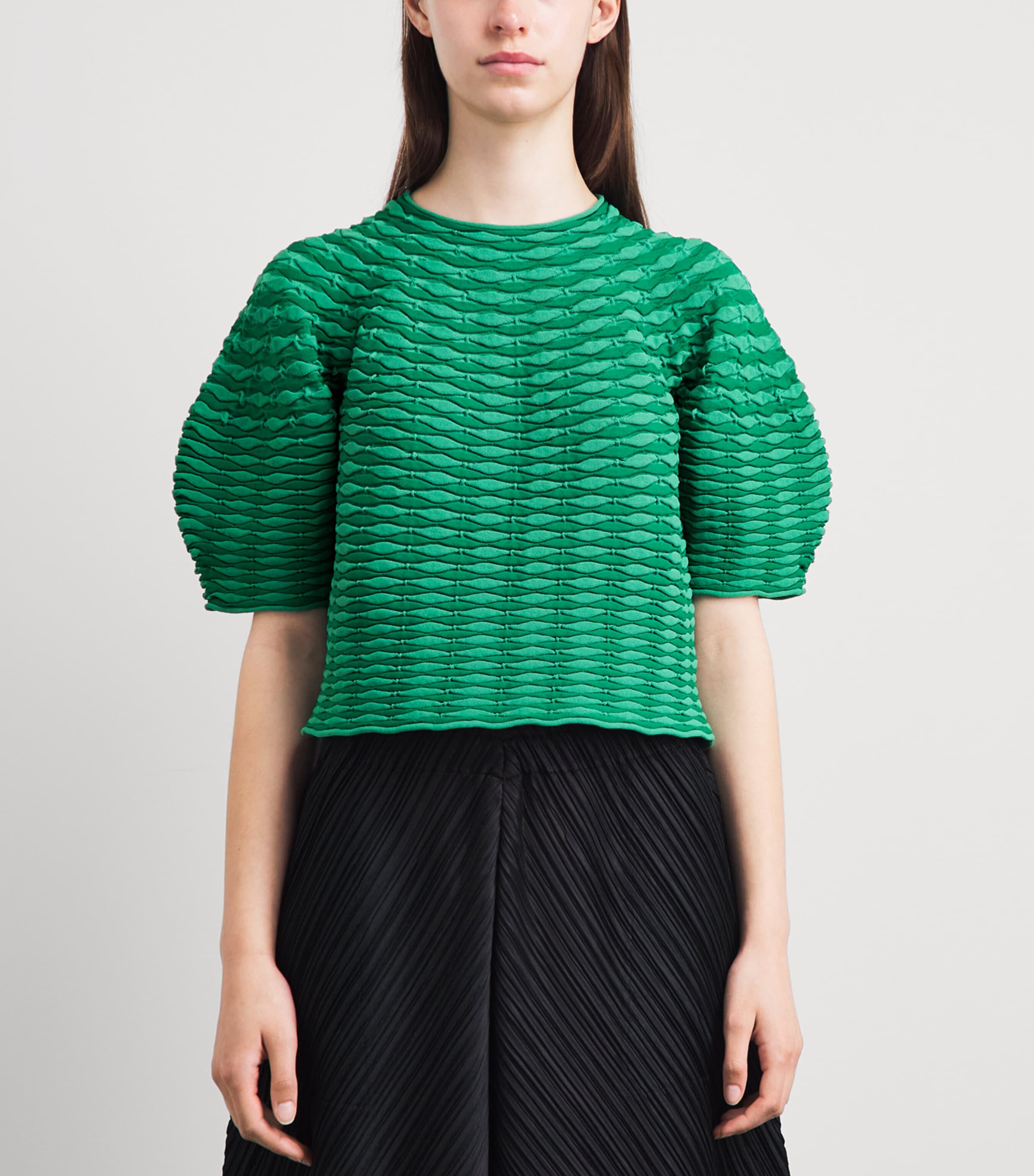 Pleats Please Issey Miyake Womens Colourful Mushroom Knit Top Grass Green Image 4