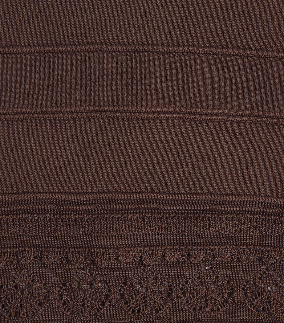 Sandro Paris Womens Pointelle Crop Top Brown Image 6