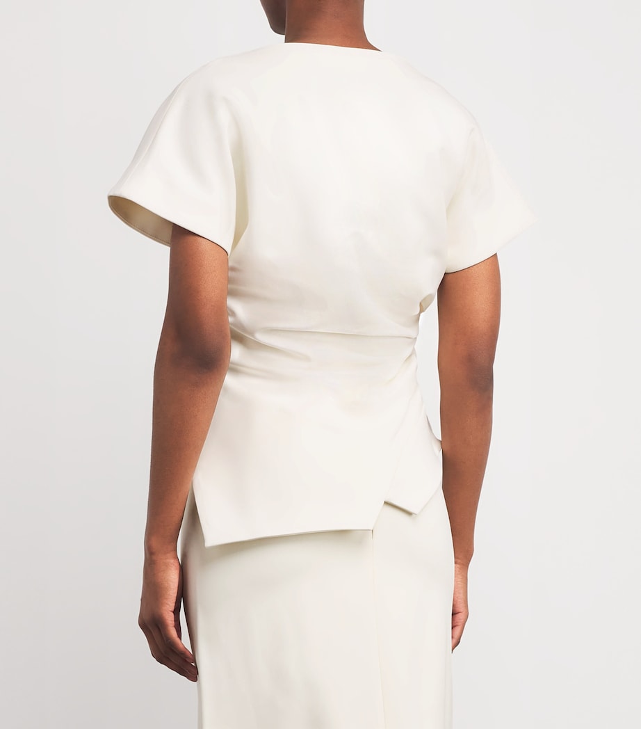 Draped Short-Sleeve Top 112 OFF WHITE Image 4