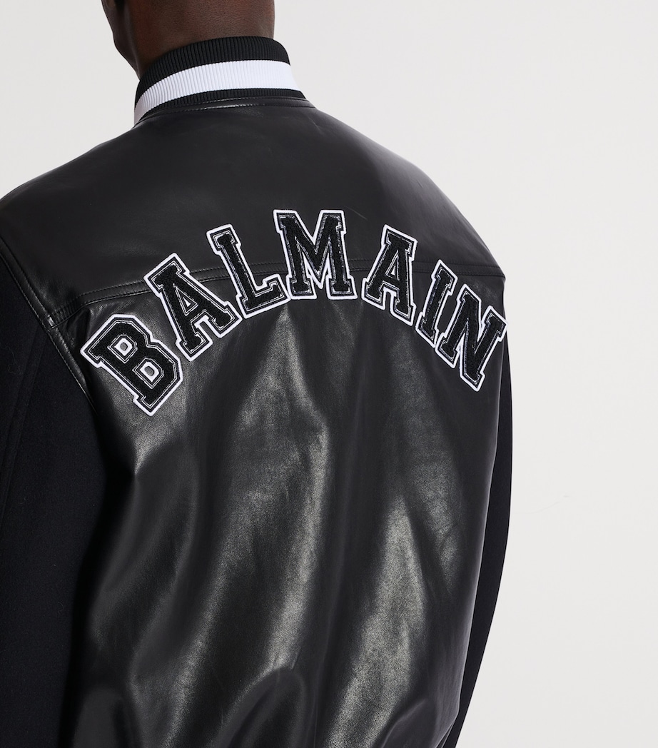 Leather-Wool Bomber Jacket EAP NOIR/NOIR Image 8