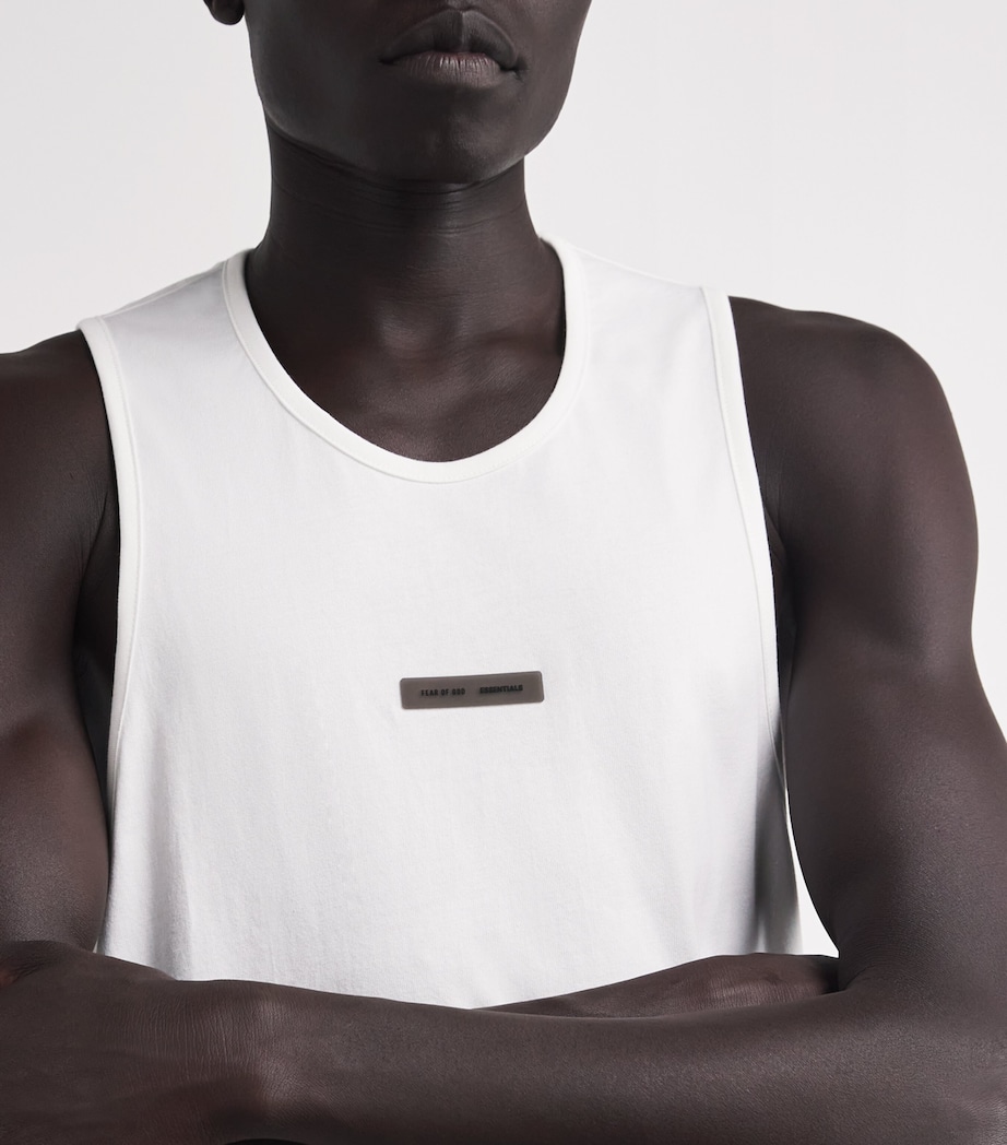 Cotton Oversized Logo Tank Top BRIGHT WHITE Image 6