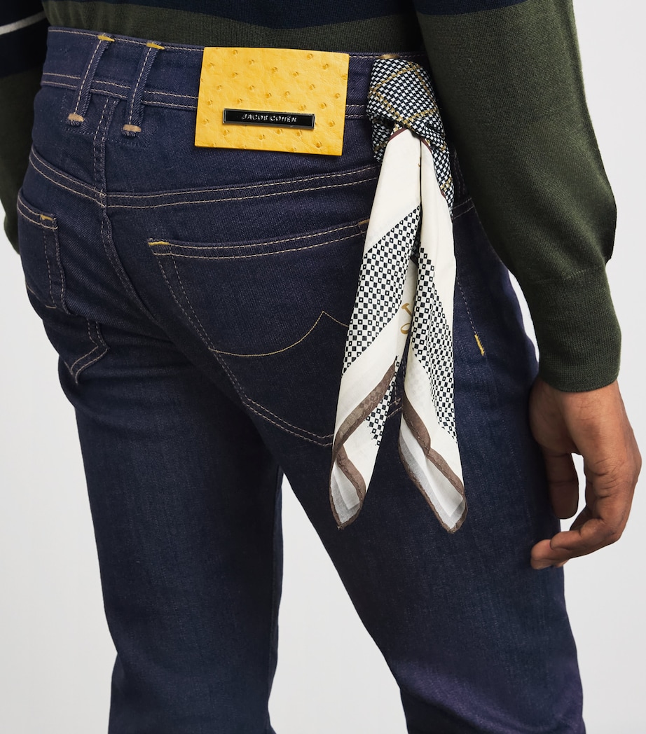 Ostrich Leather-Patch Slim Bard Jeans 100D Image 6