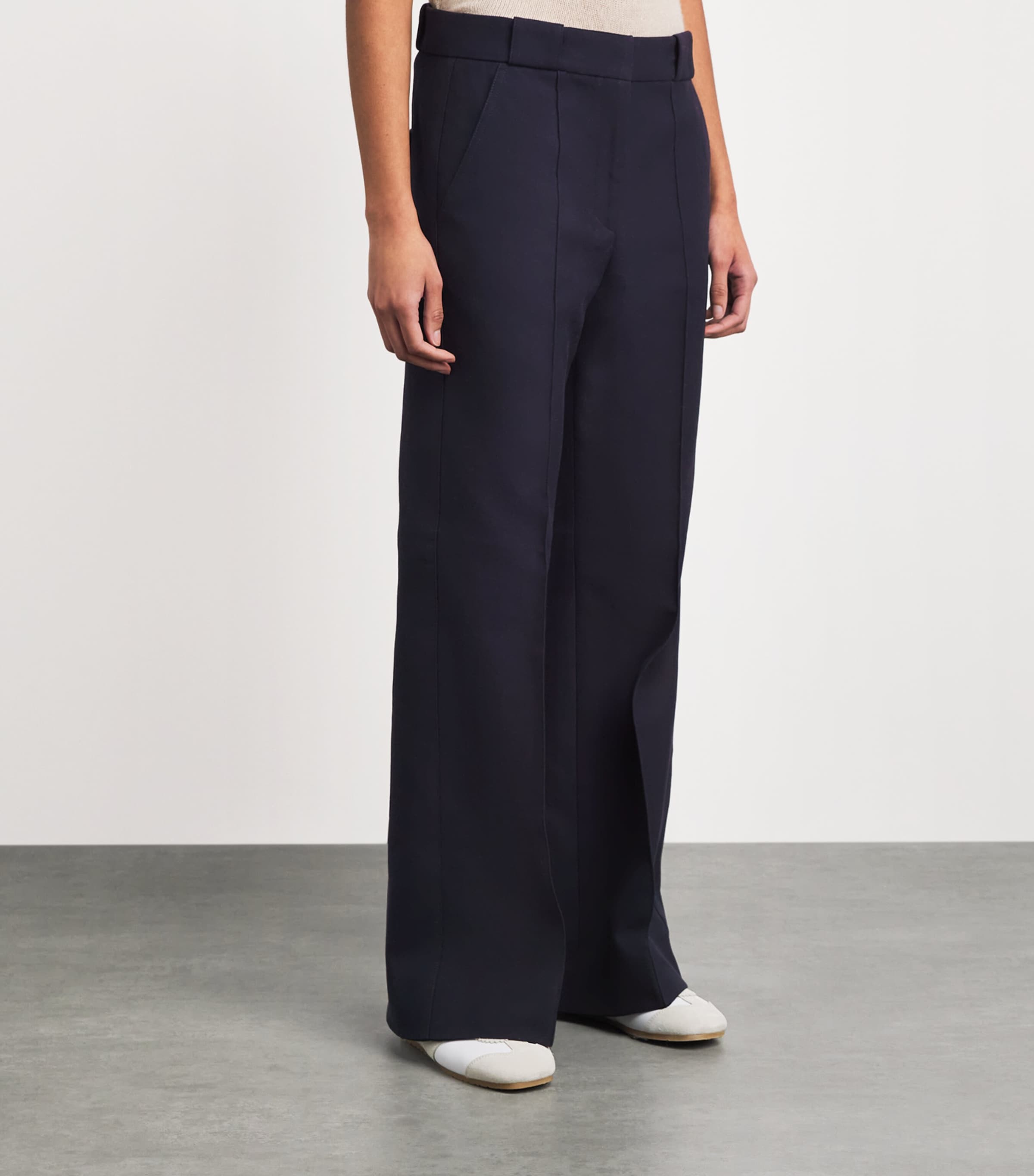 ME+EM Womens Cotton Leg Elongator Trousers Navy Image 4