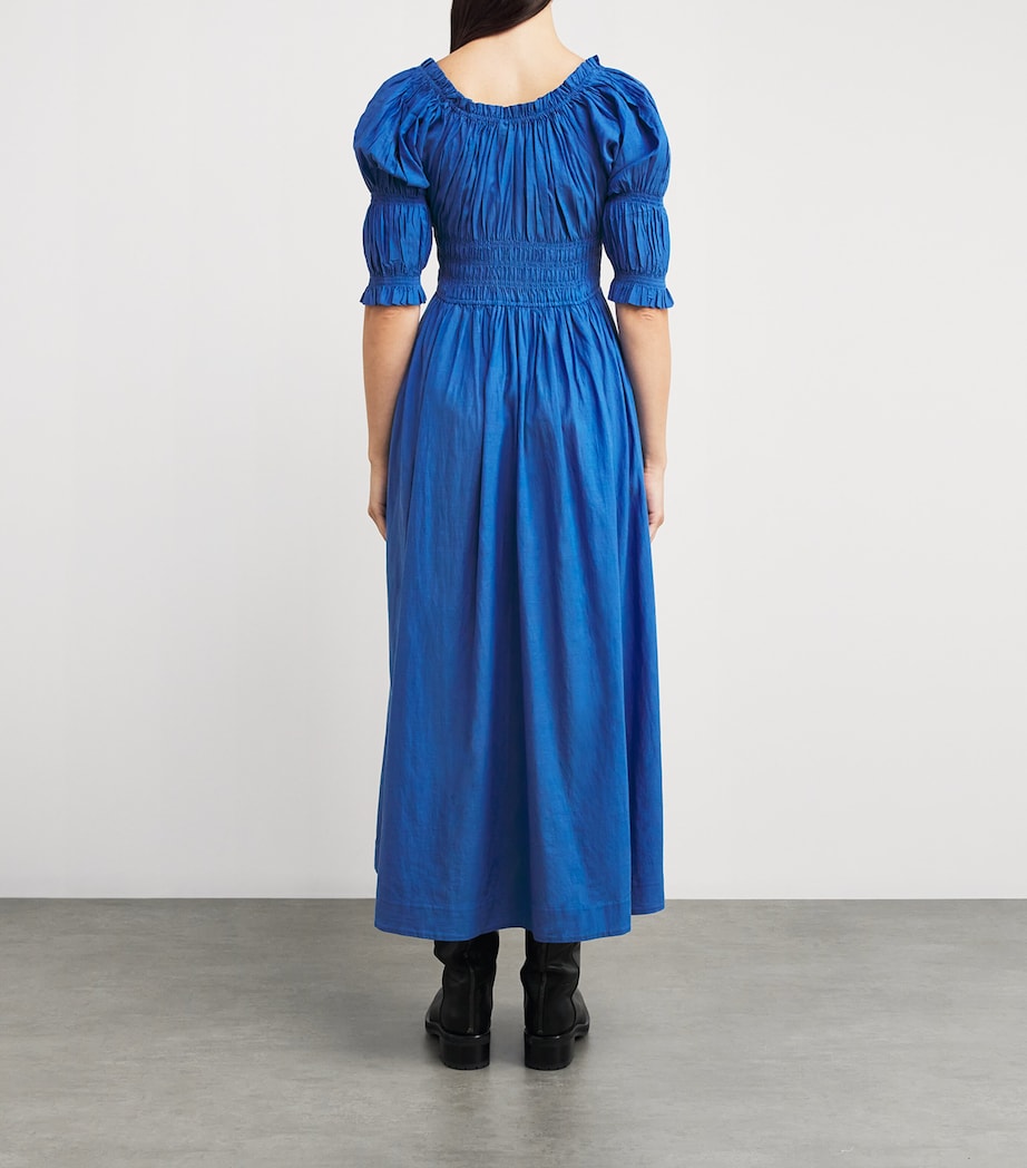DÔEN Womens Organic Cotton-Blend Ischia Maxi Dress Corfu Blue Image 3