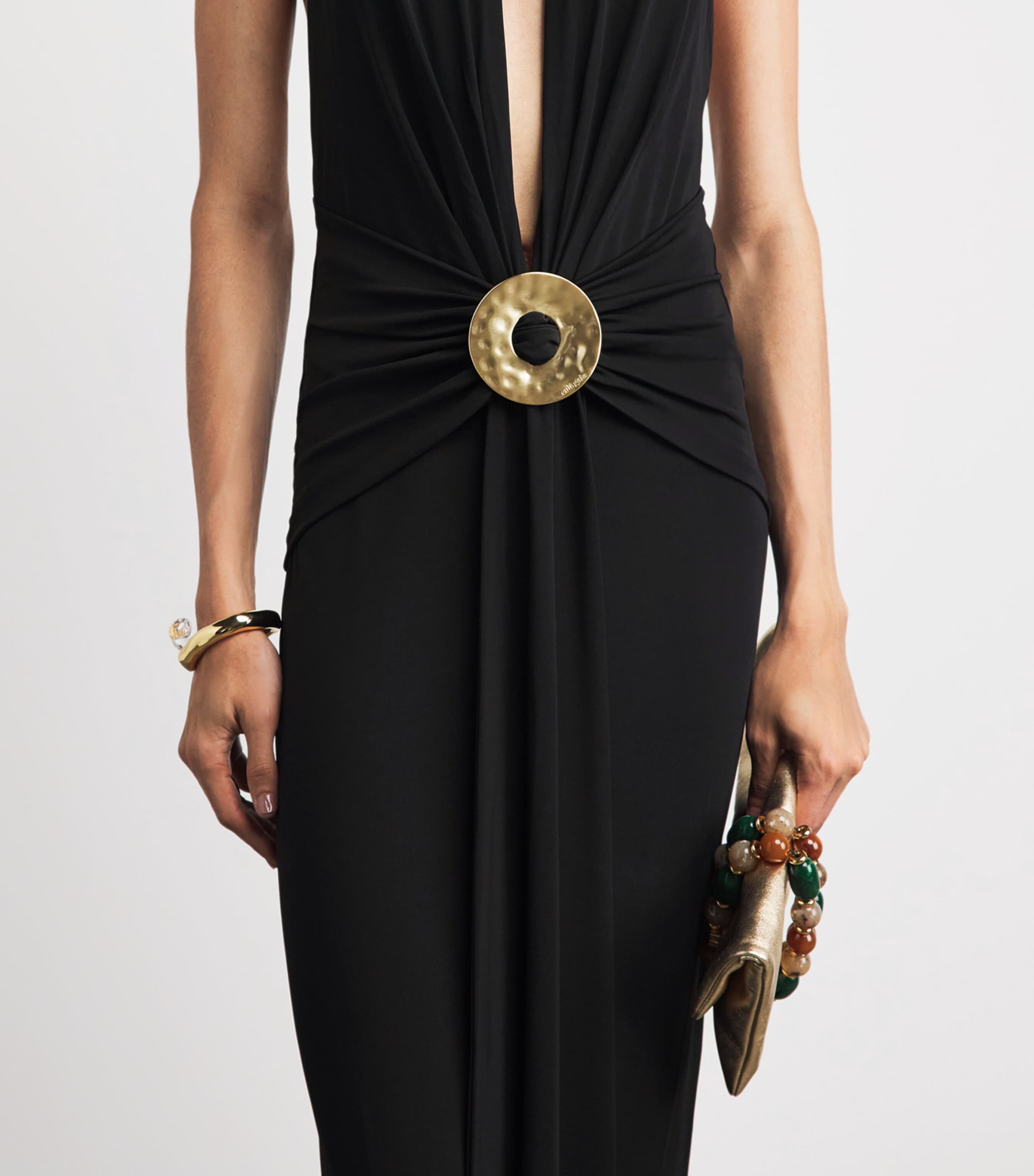 Cult Gaia Womens Plunge-Neck Chii Maxi Dress Black Image 3
