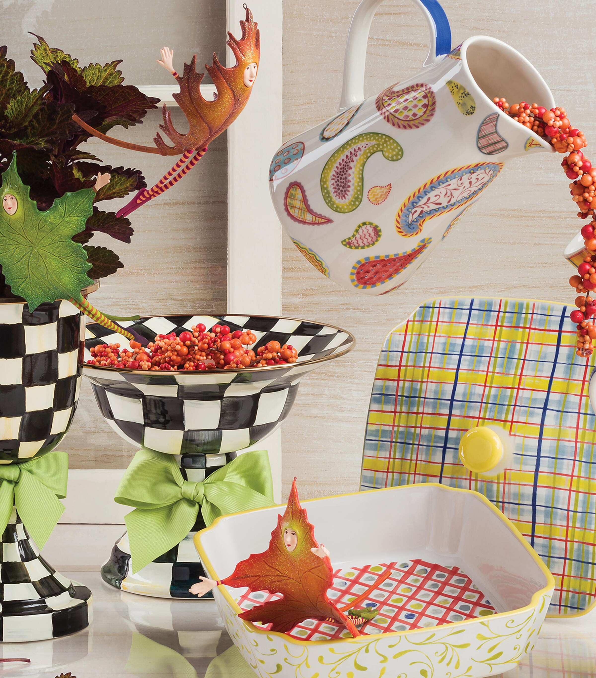 MACKENZIE-CHILDS エナメルコンポート Amazon.com | MACKENZIE-CHILDS Enamel Serving Platter, Decorative