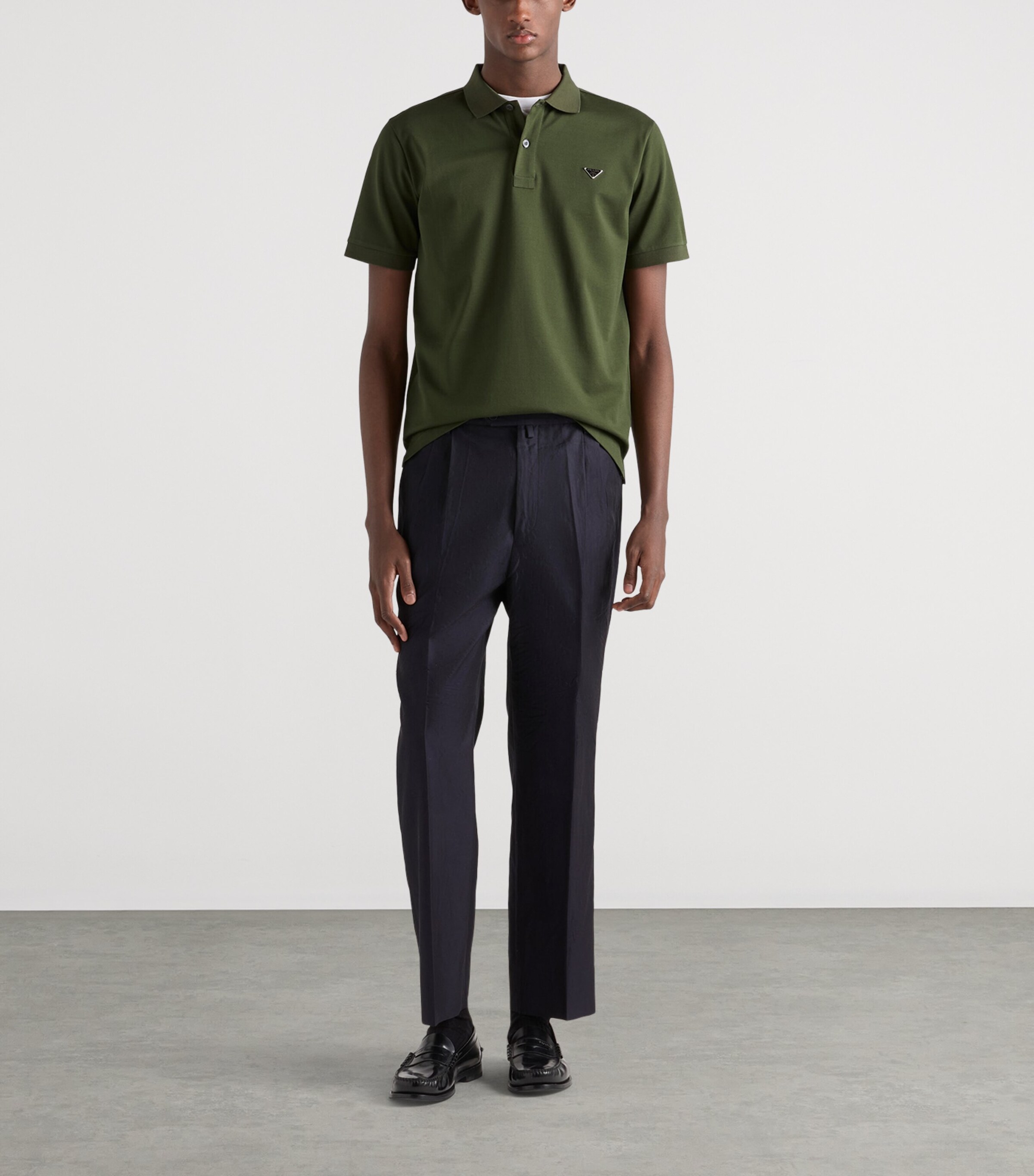 Prada Mens Cotton Piqué Polo Shirt Image 2