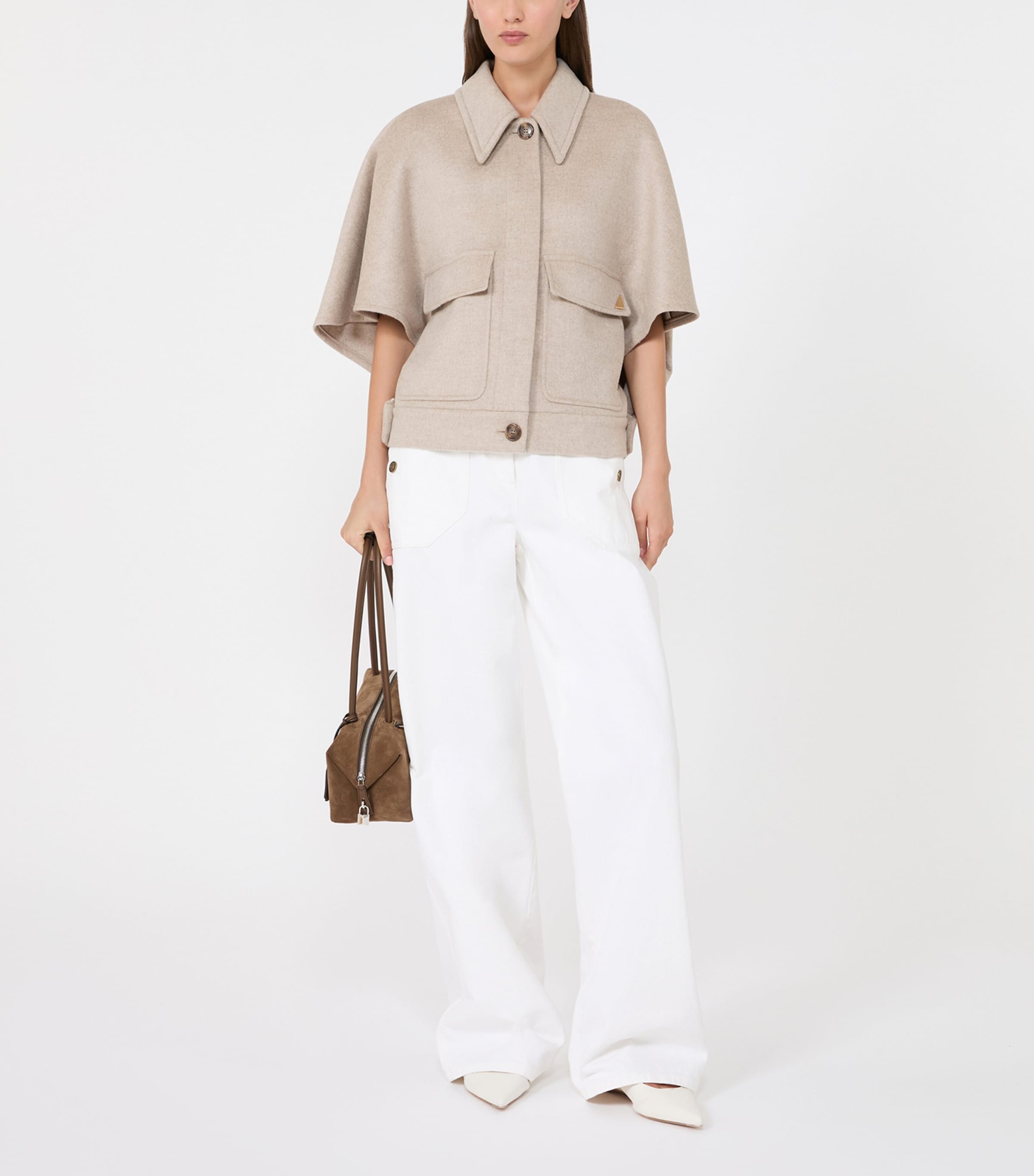 Max Mara Womens Cashmere Cape Jacket Stone Image 4
